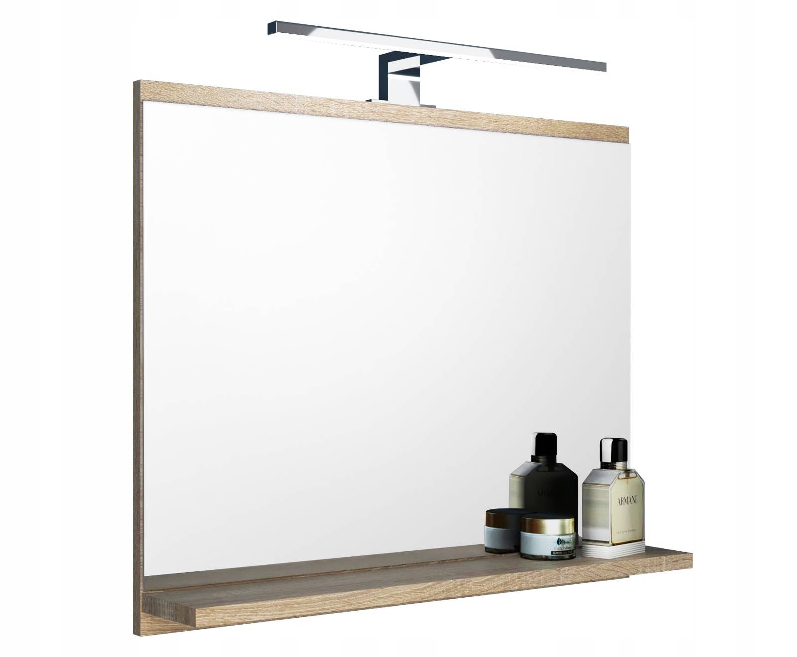 Nástenné zrkadlo dub sonoma 60x50 cm s Led, moderné, obdĺžnikové