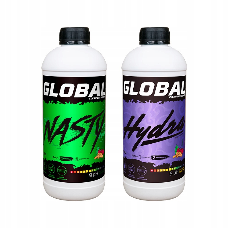 Global Nasty 1L i Hydra 1L czyszczenie dywanów i tapicerki plamoodpornej