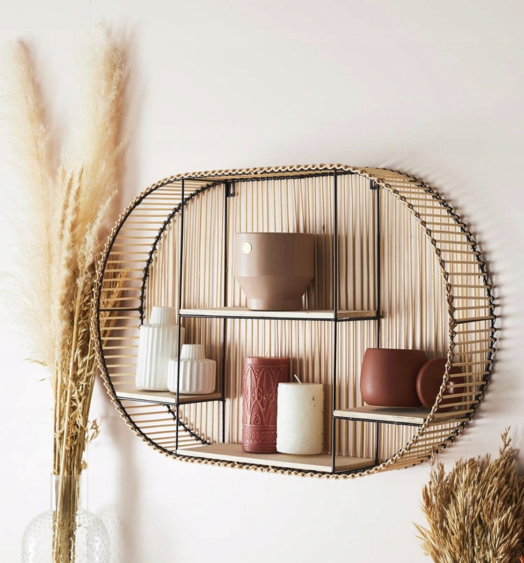 PÓŁKA ŚCIENNA === OWALNA BOHO RUSTYKALNA DO SALONU Głębokość mebla 10 cm