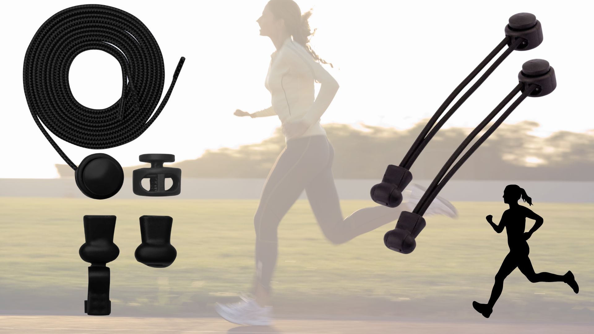 SZNURÓWKI ELASTYCZNE BEZ WIĄZANIA ELASTYCZNE 100CM DLA BIEGACZY DZIECKA 2PC Kolor czarny