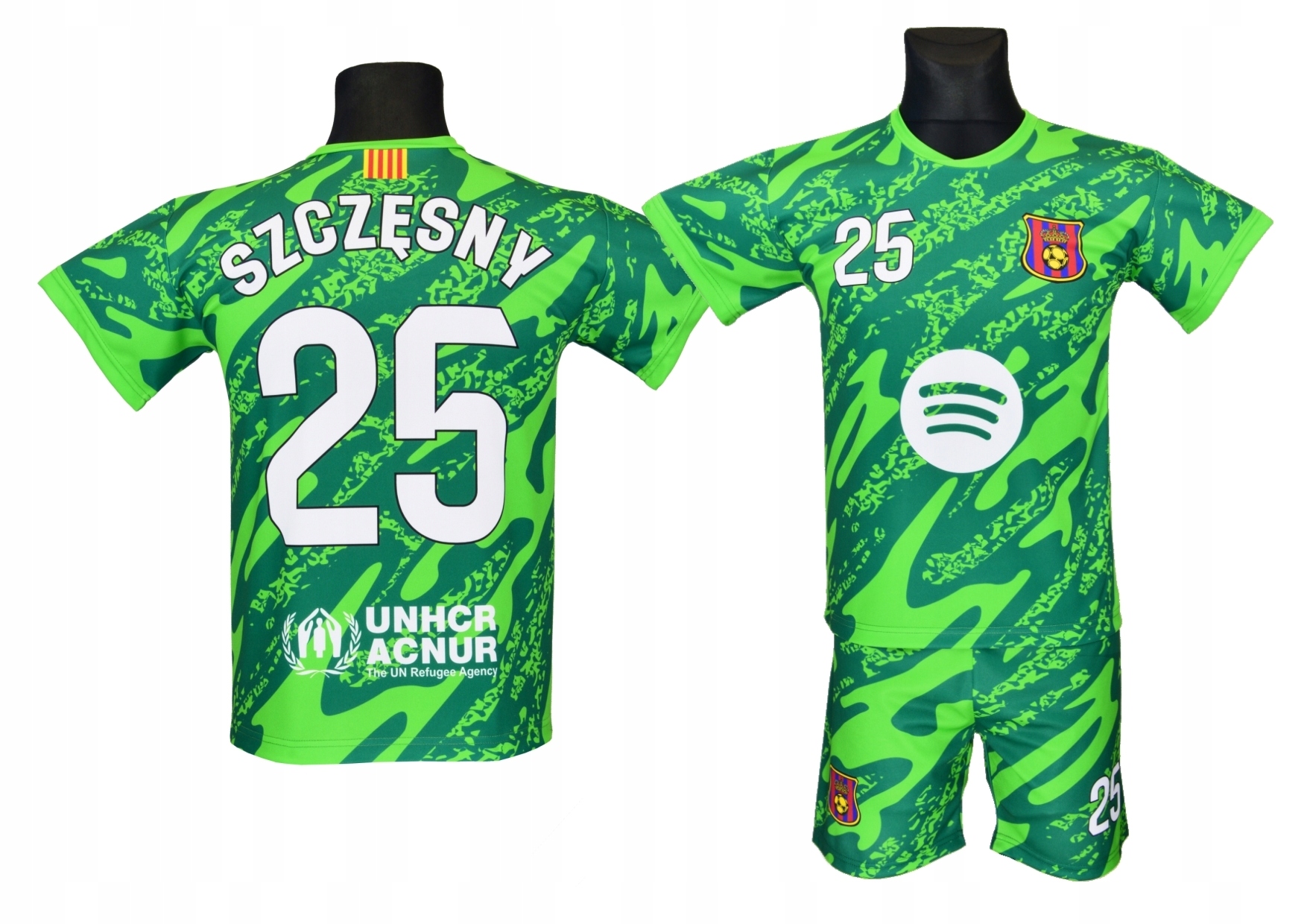 Szczęsny strój piłkarski sportowy koszulka spodenki Zielony roz. 146