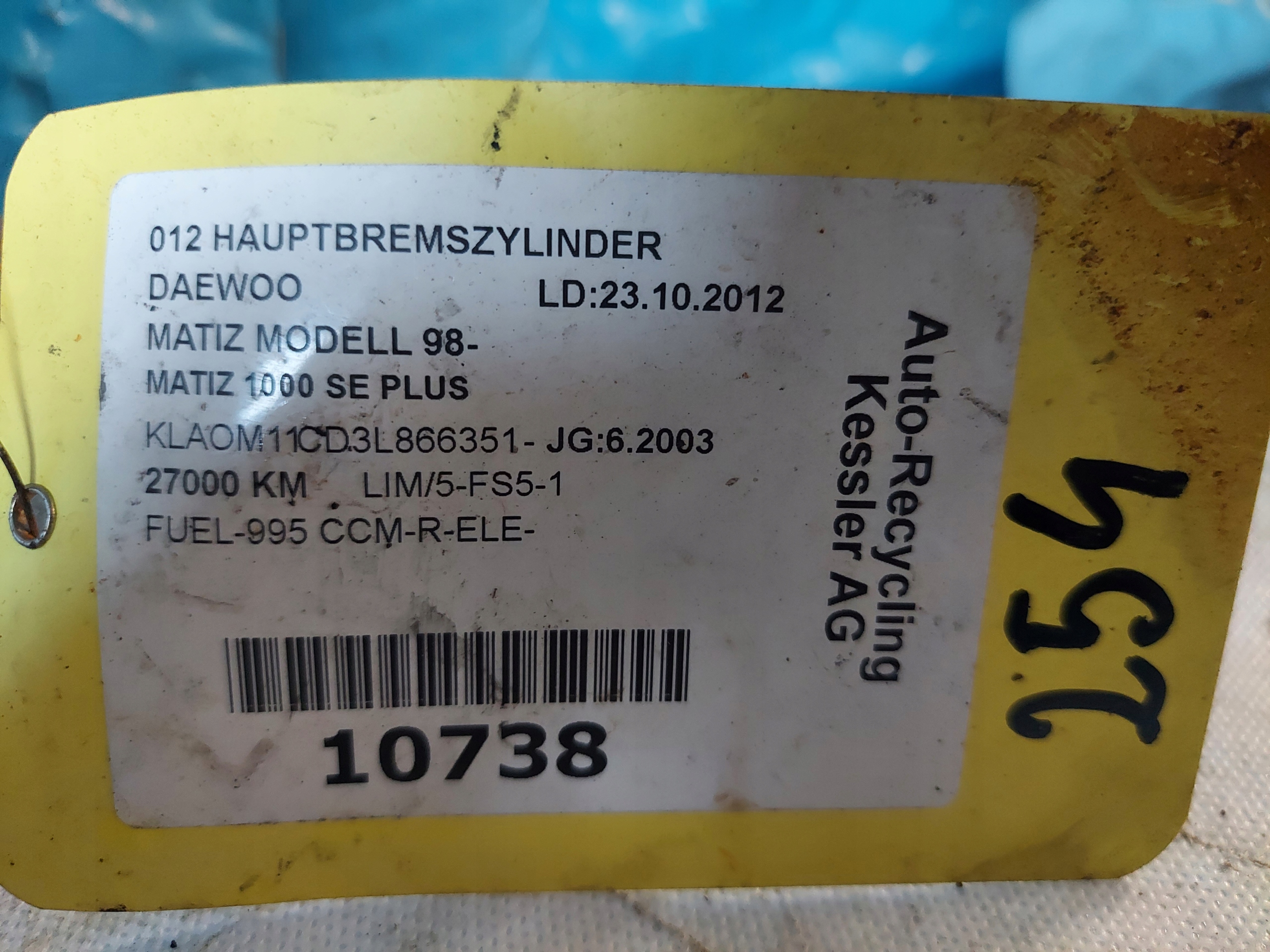 Hauptbremszylinder Bremspumpe DEAWOO MATIZ 1.0 B
