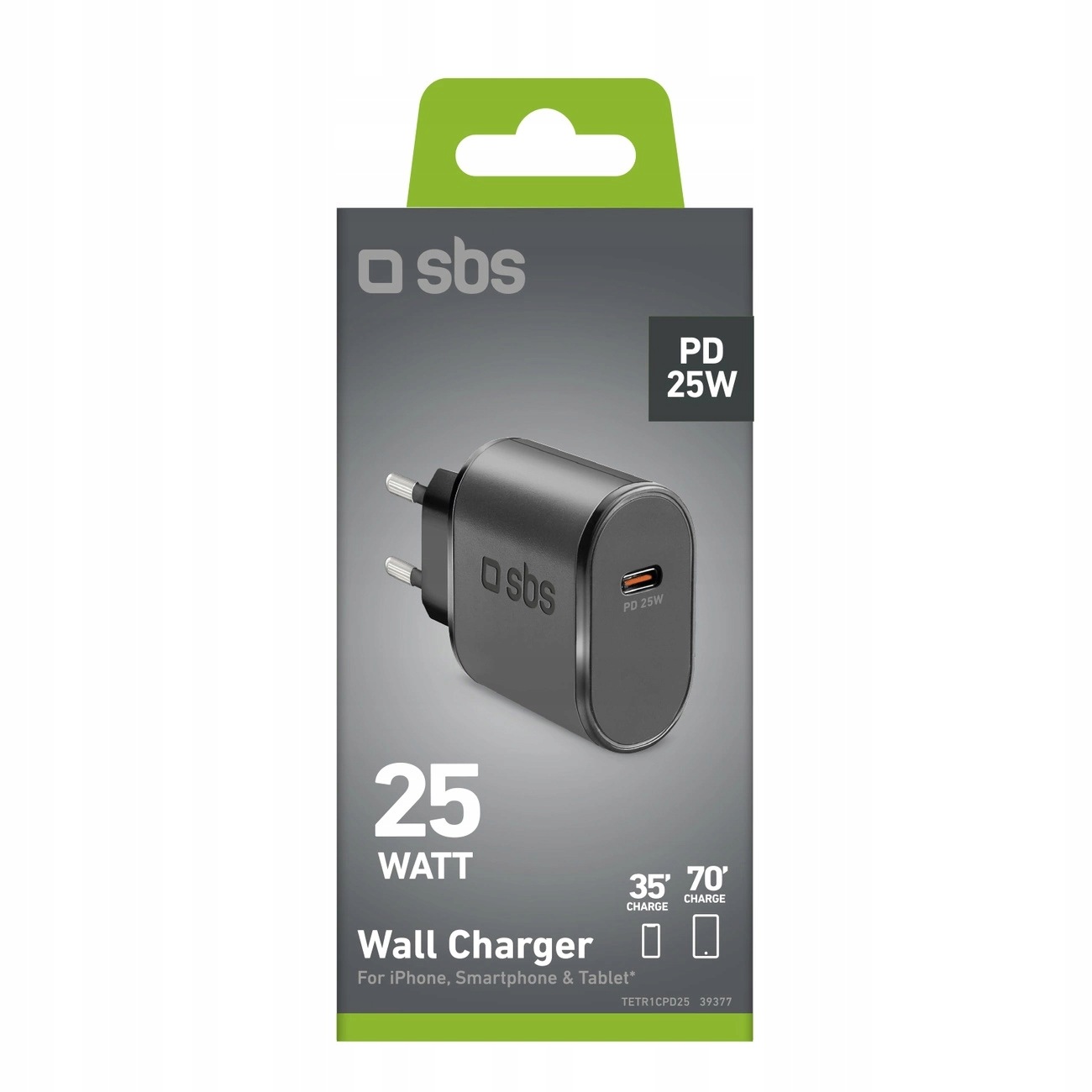 Síťová Nabíječka Sbs TETR1CPD25 25W Usb-c S Power Delivery Černá