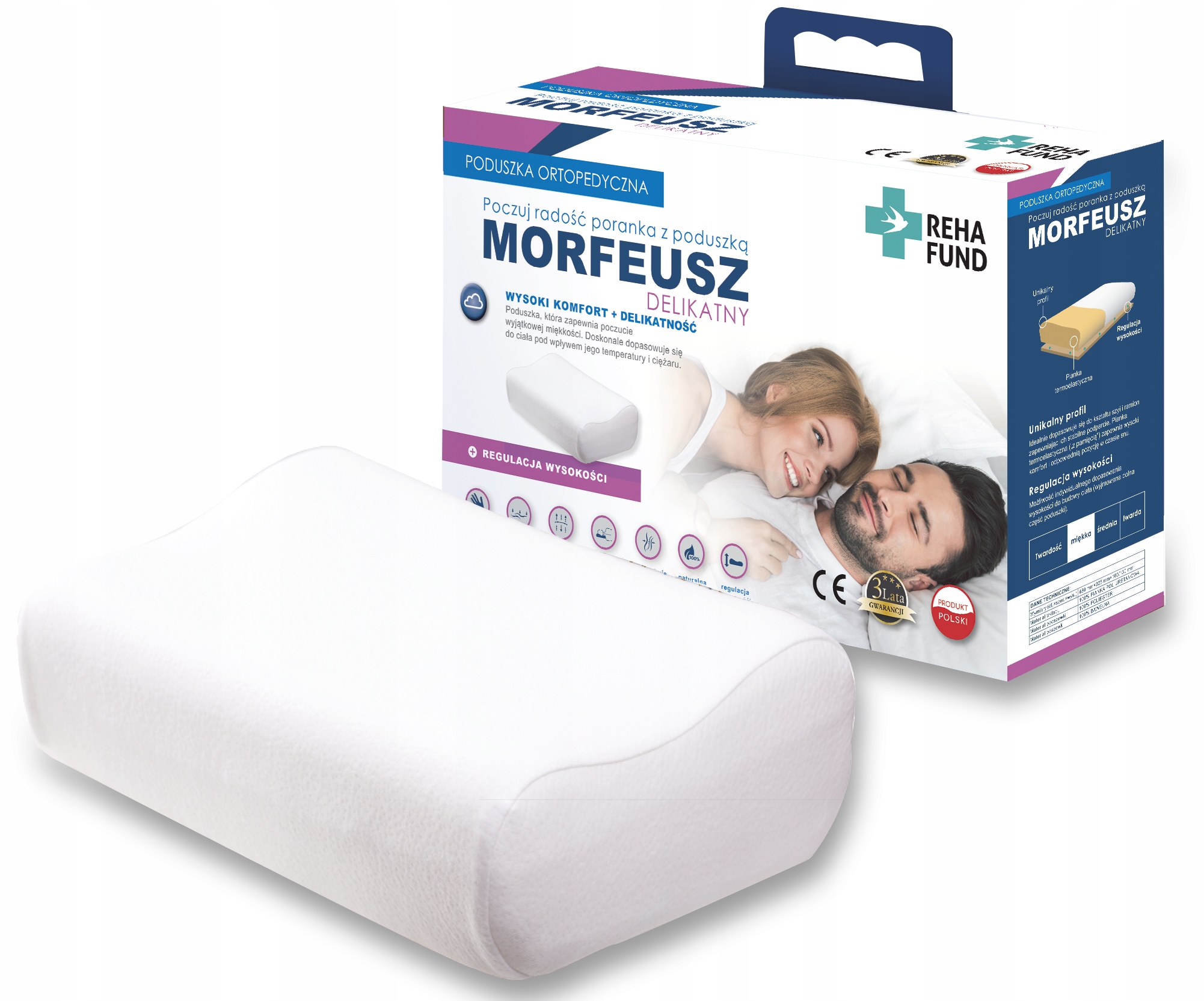 Reha Fund Poduszka ortopedyczna Do Spania Morfeusz Delikatny Z Pamięcią