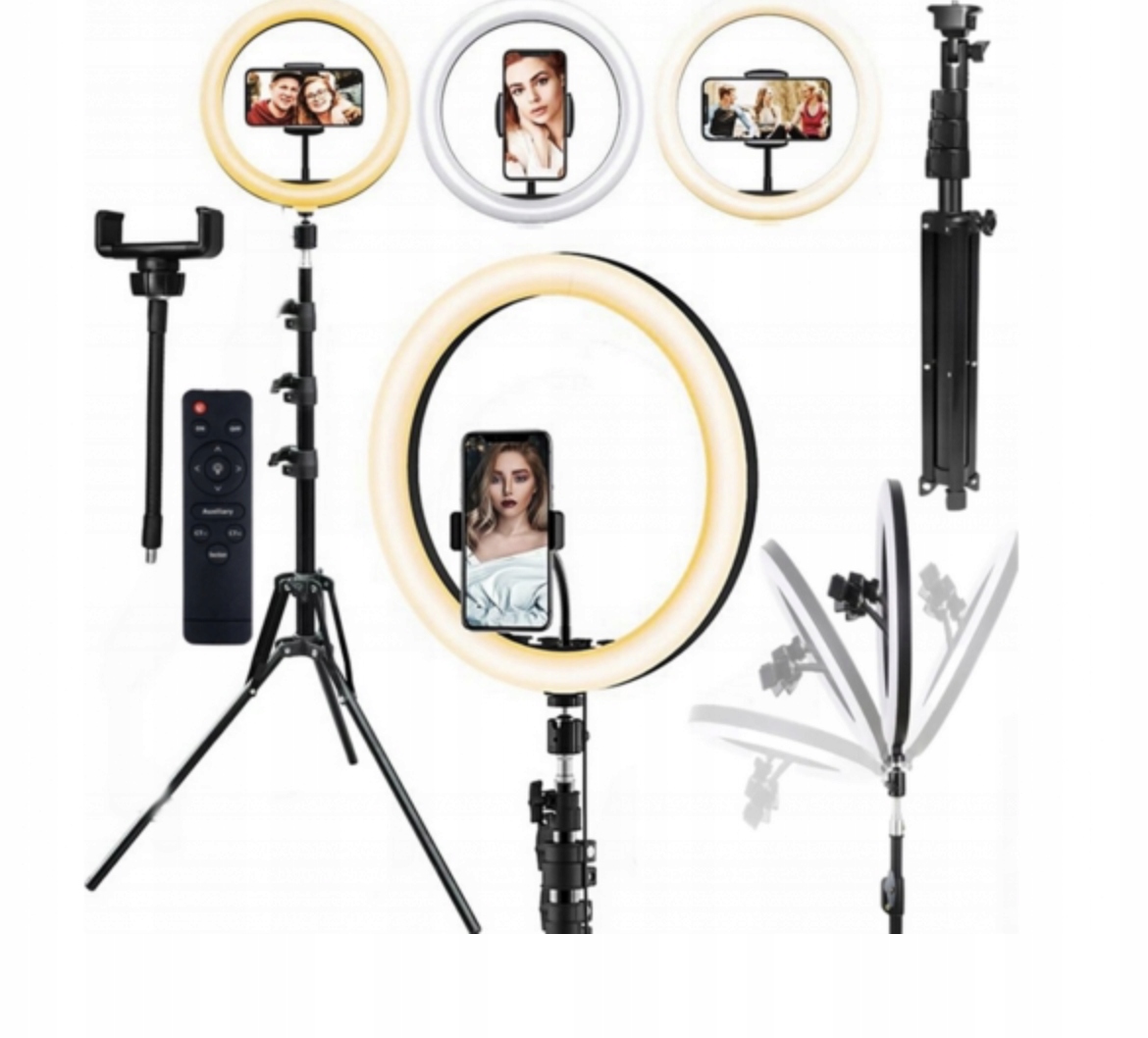 LAMPA PIERŚCIENIOWA LED 80W RING 3 BARWY ŚWIATŁA STATYW PILOT uchwyt Model 3 BARWY ŚWIATŁA STATYW PILOT uchwyt