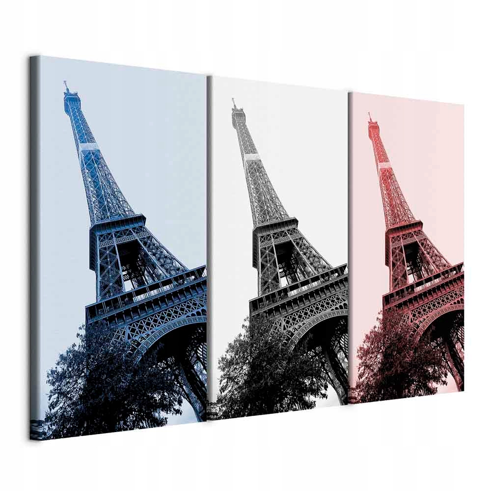 Sada 3 Obrazů Triptych Eiffelova Věž Paříž Moderní Do Obývacího Pokoje XXL 135x90