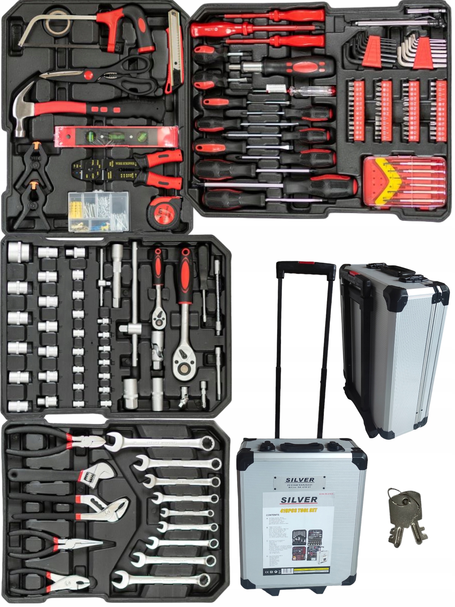 ZESTAW NARZĘDZI WALIZKA NARZĘDZIOWA ZESTAW KLUCZY NASADEK BITÓW ZESTAW XXL