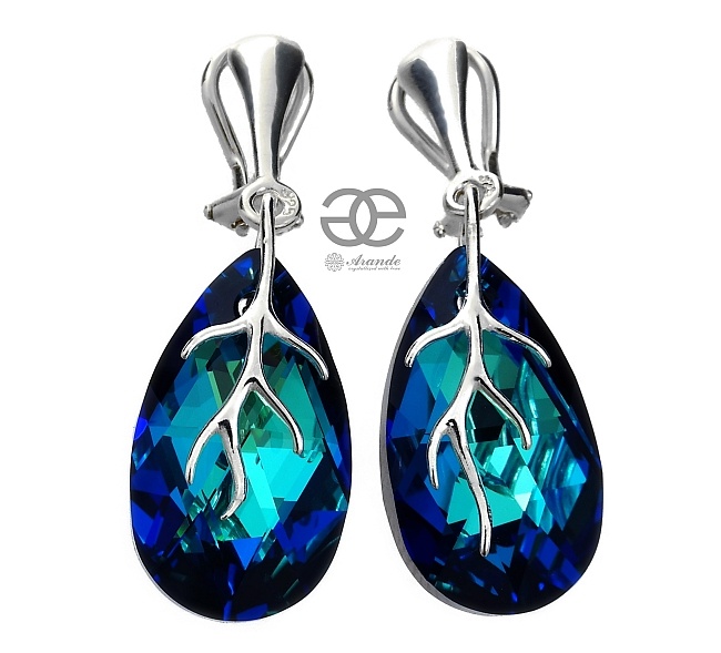 Krystaly Klipsy Bermuda Blue Stříbro