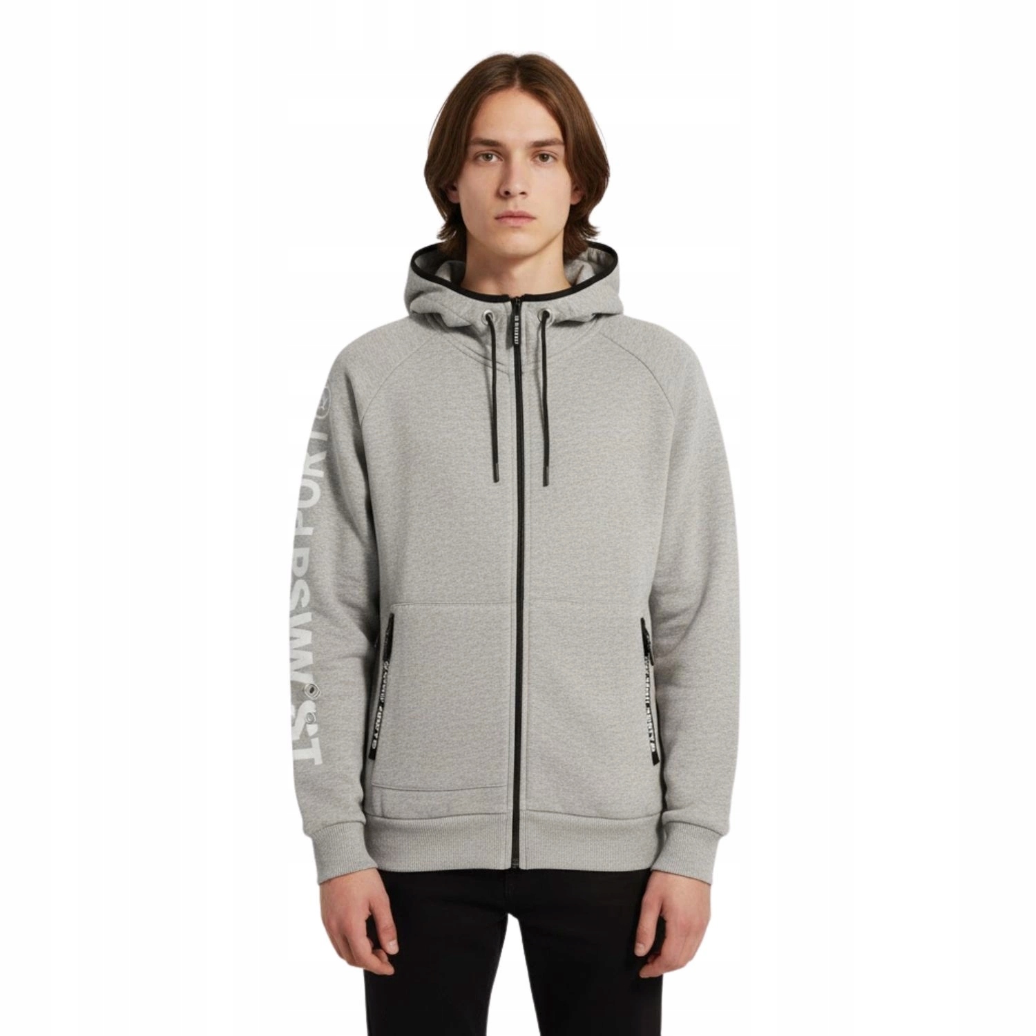 Pánská mikina s kapucí mikina s kapucí a zipem Us Marshall, šedá, vel. S