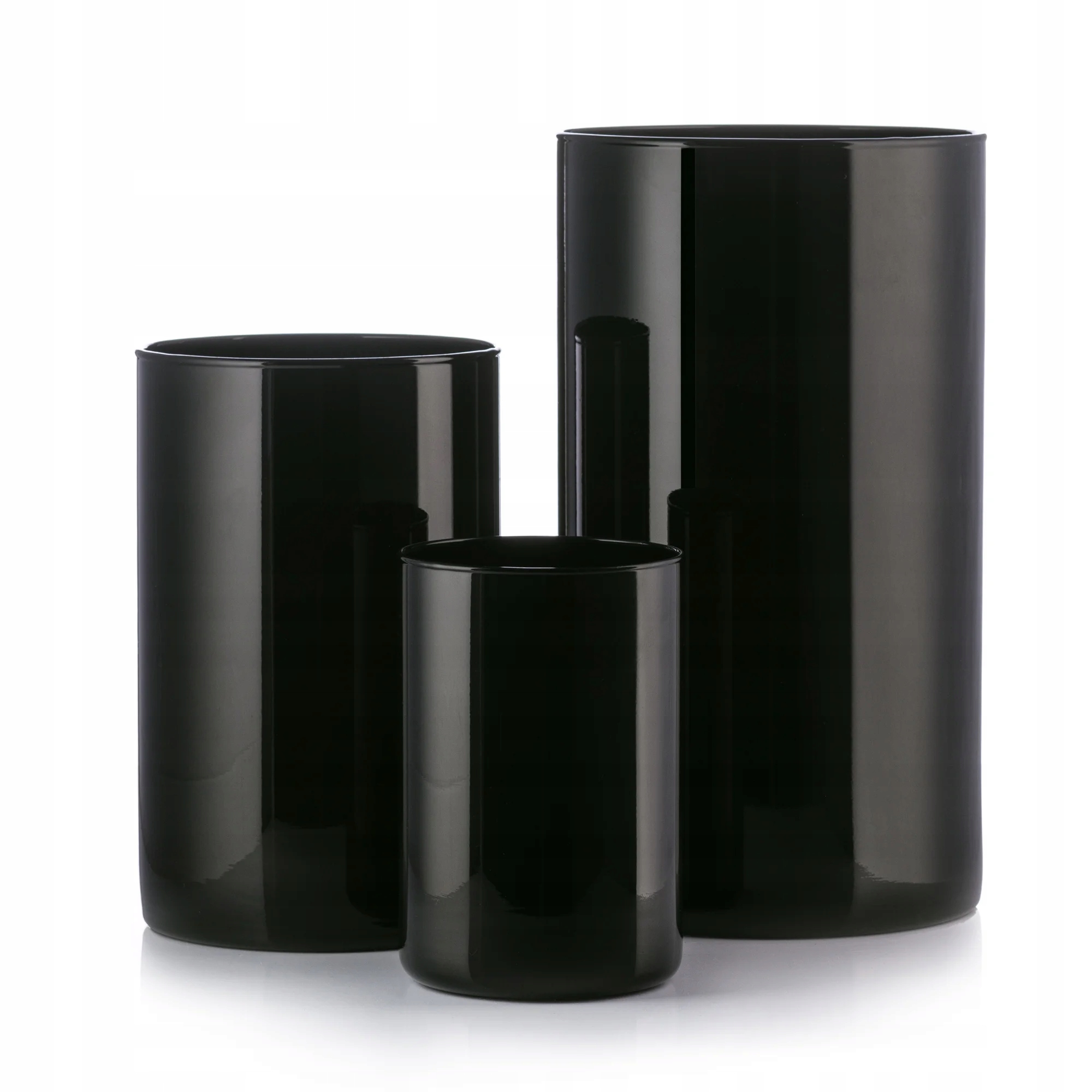 Wazon szklany tuba czarny połysk 30-21-15 cm kpl. 3 szt.