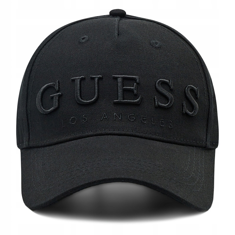 

Guess - Czarna czapka z daszkiem z wyszywanym logo