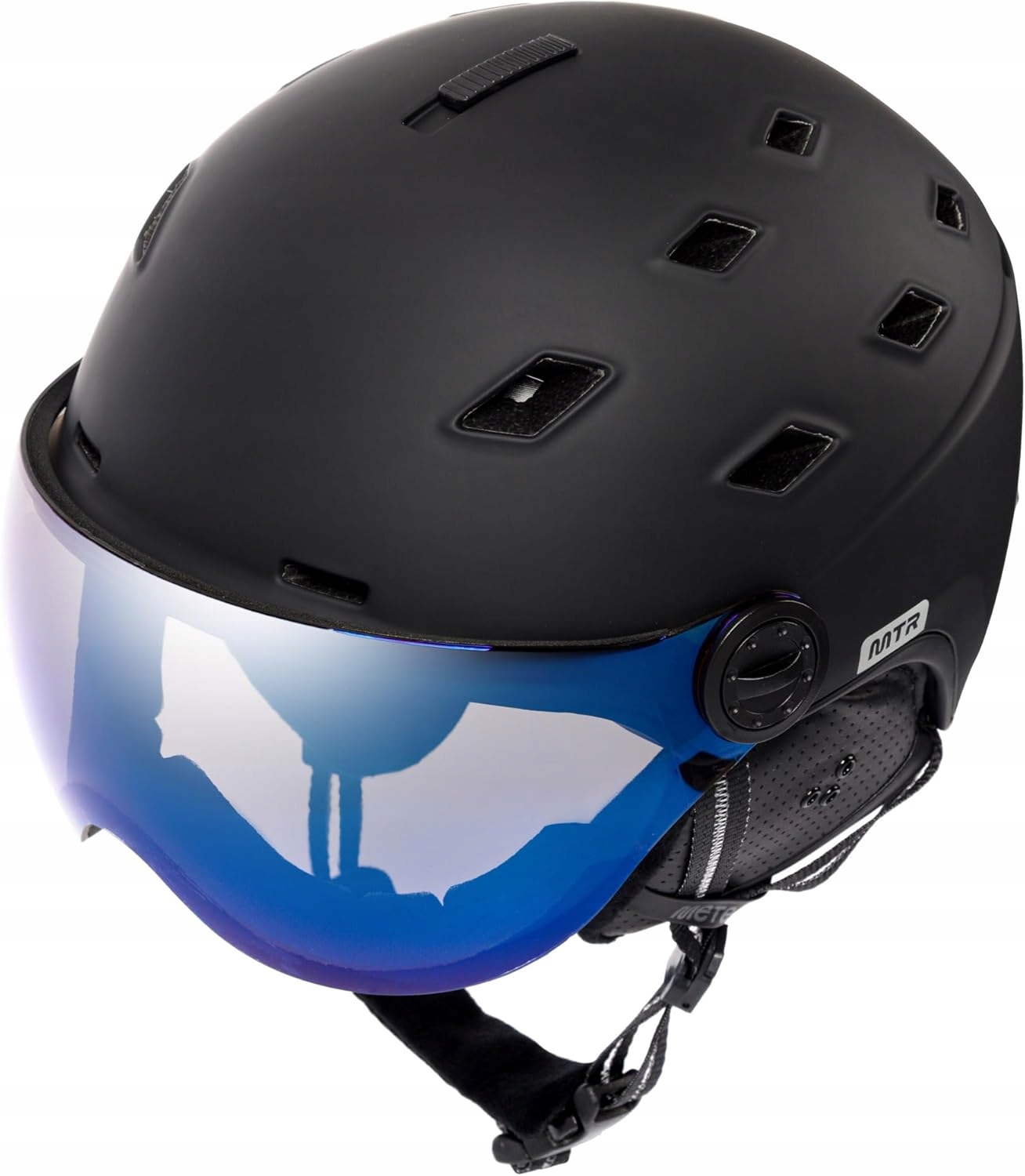 Kask Narciarski M 55-58 CM Czarny Snowboardowy Z Szybką Regulowany Meteor