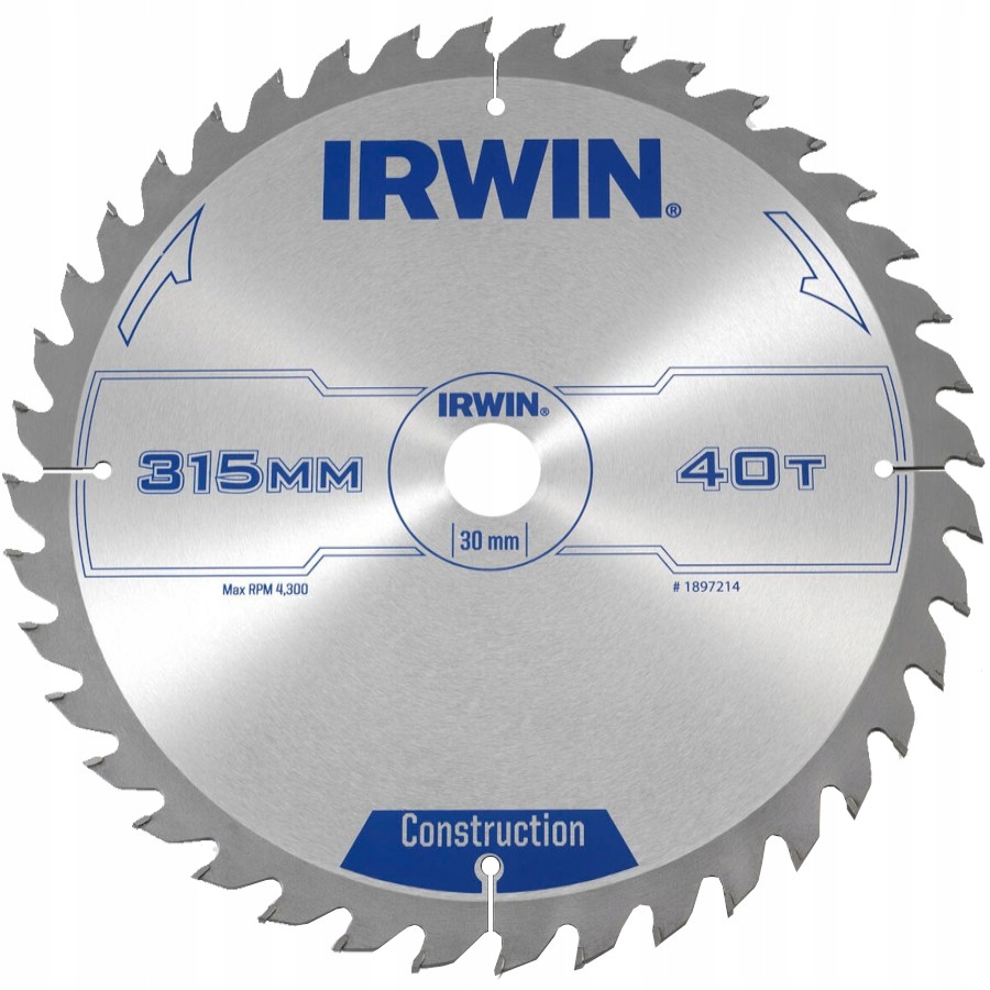 

Tarcza Piła do drewna 315x30mm 40z Irwin 1897214