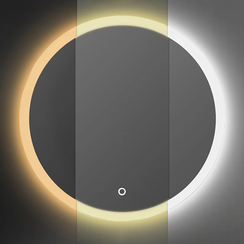 LUSTRO ŚCIENNE ŁAZIENKOWE LED OKRĄGŁE DOTYK PODŚWIETLANE DO MAKIJAŻU 80 cm Materiał ramy brak ramy