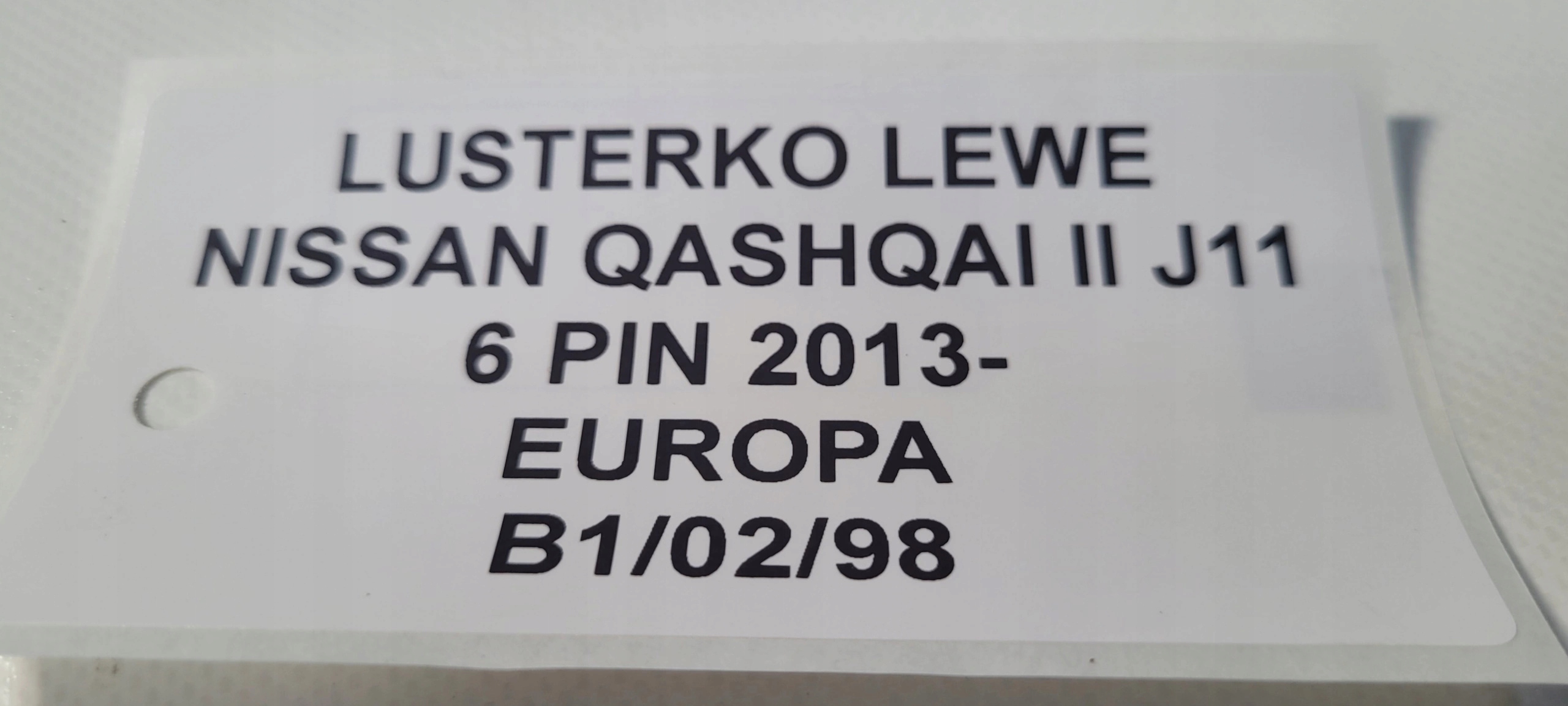 LUSTERKO LEWE NISSAN QASHQAI II J11 6 PIN EUROPA Numer katalogowy części B1/02/98 KAMAX