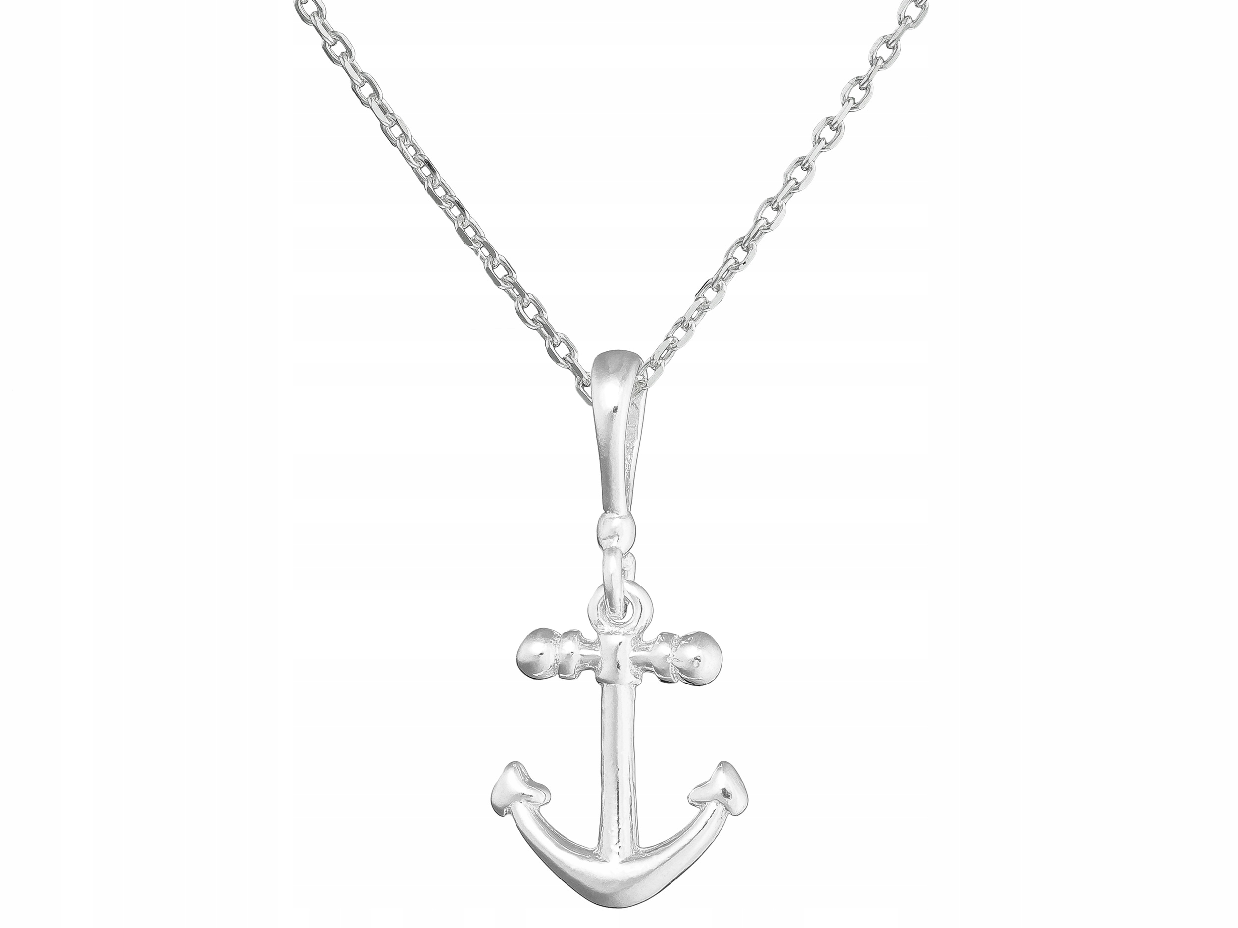 Krátký stříbrný námořnický náhrdelník Námořnická kotva Choker Ankier 40 cm
