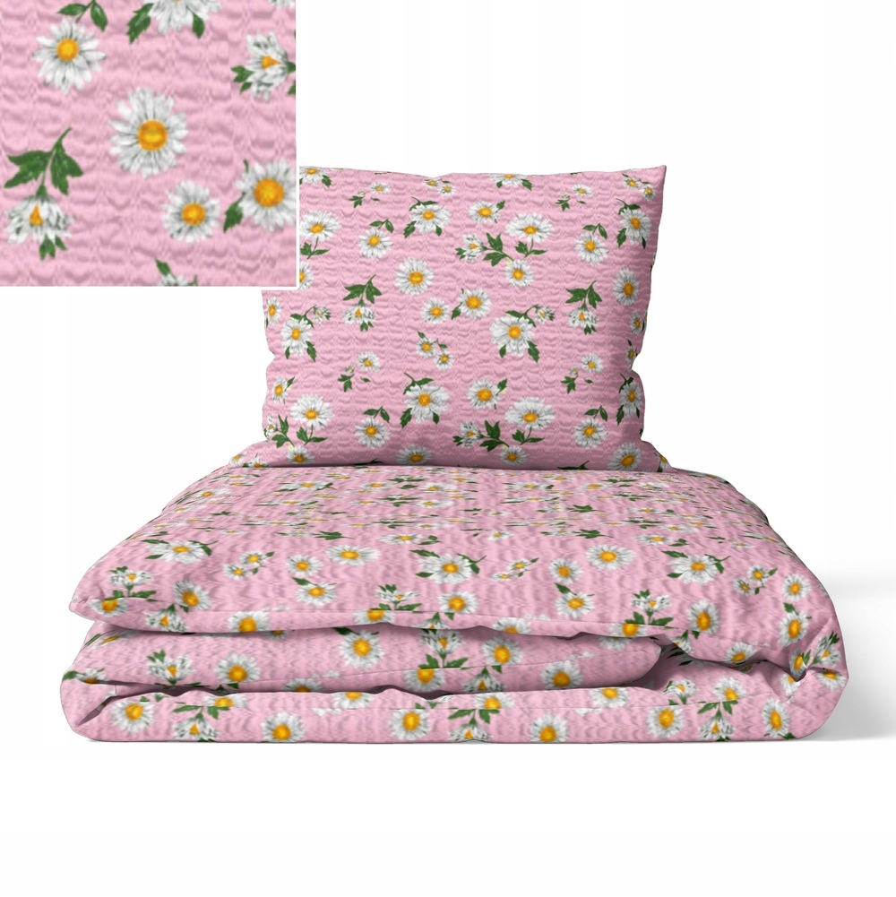 Krepové Povlečení 160x200 Povlečení 70x80 Hrubá Polská Bavlna Heřmánky Ró