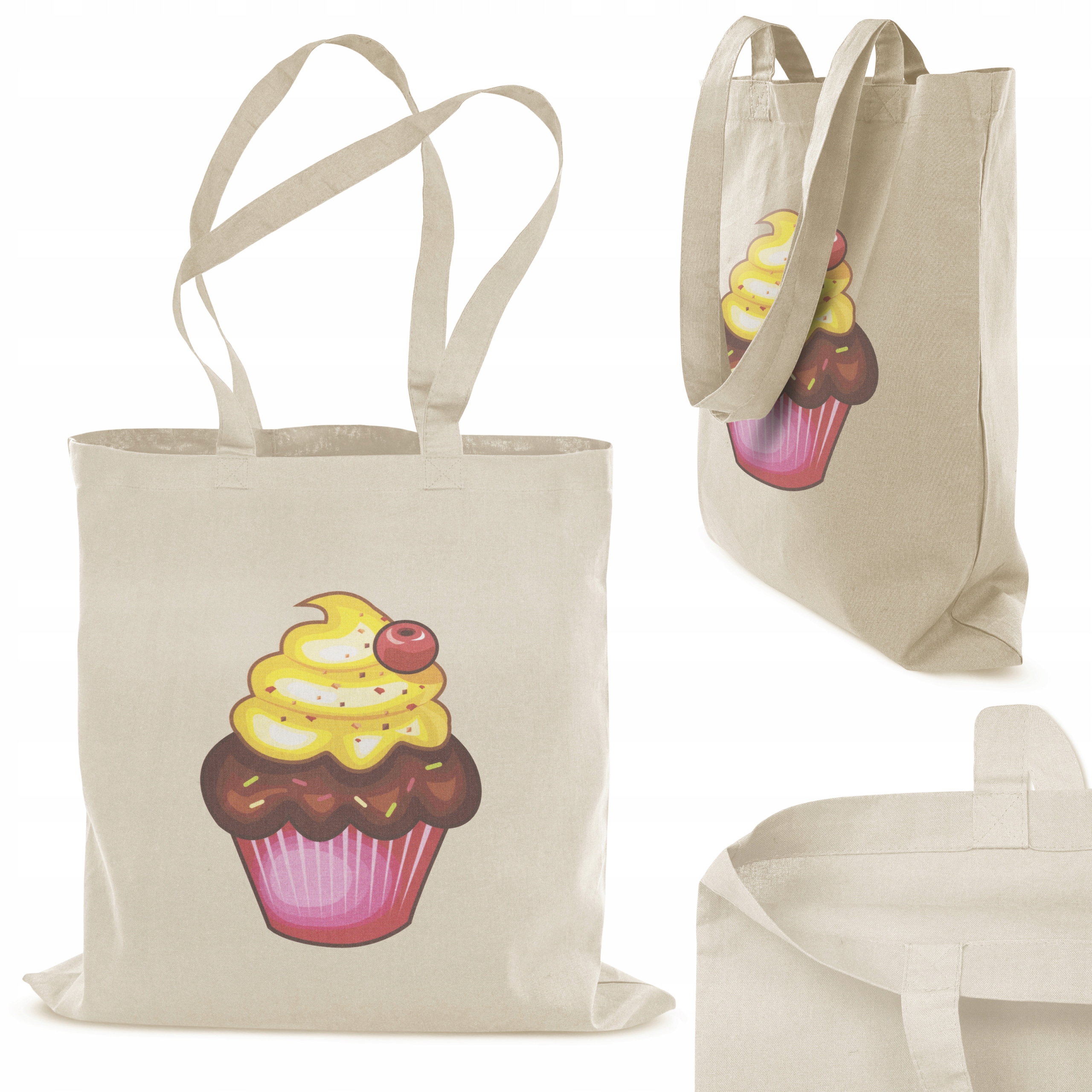

Torba Eko Ecru różowa z czekoladą Babeczka Muffin