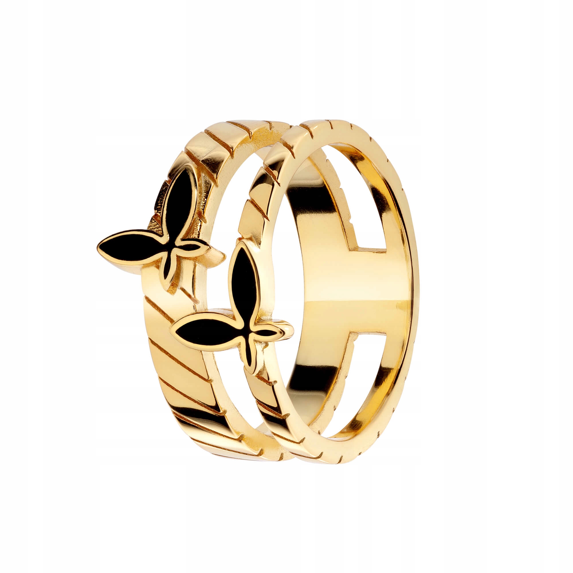 Pierścionek srebrn pozł dwa Motyle emalia 12 Sadva