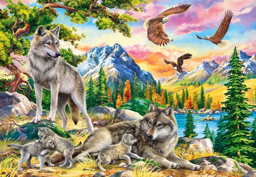 

Puzzle 1000 Zwierzęta Wilki Góry Orły 9+ Castor