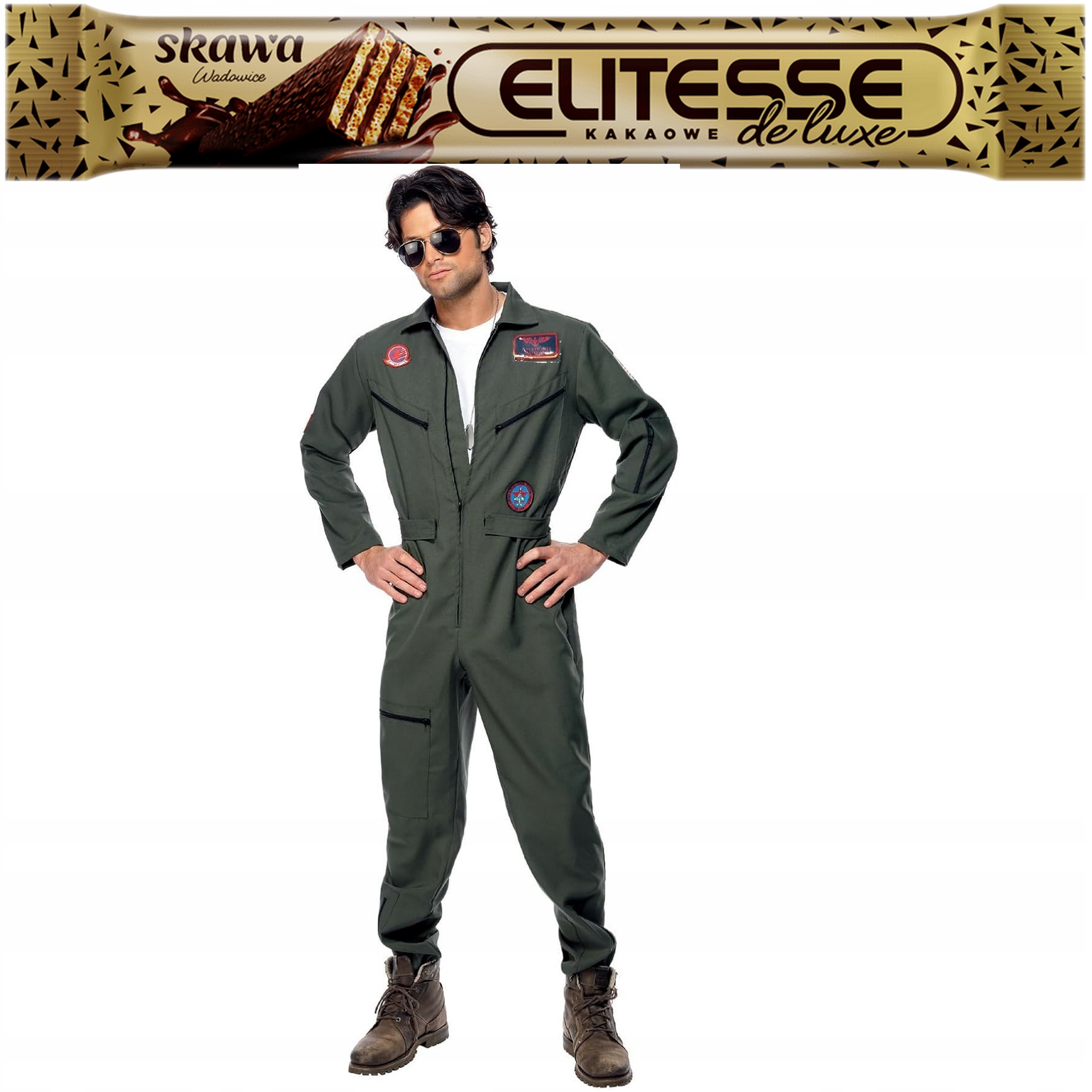 Pánský kostým Smiffys Top Gun M pilota letecké společnosti Kombinezon Nový