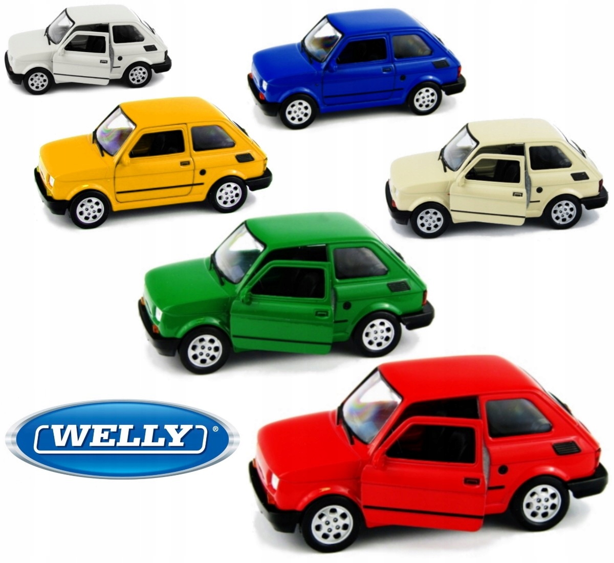 FIAT 126p MODEL METAL WELLY 1:34 CZERWONY MALUCH Model FIAT 126p