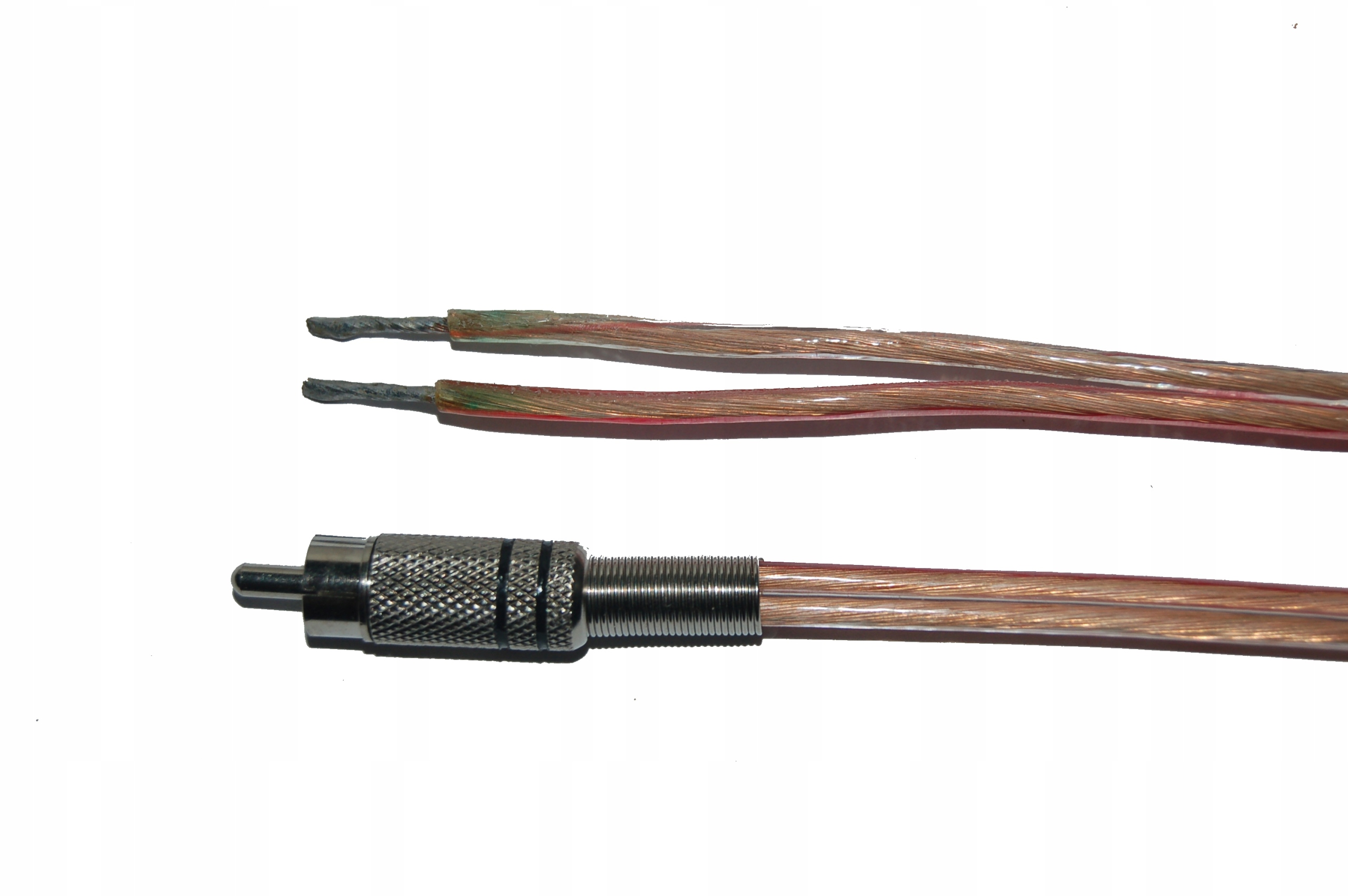 Kabel głośnikowy wtyk Rca 0, grubość p. 2x1,5mm, transparent Cu, 1m