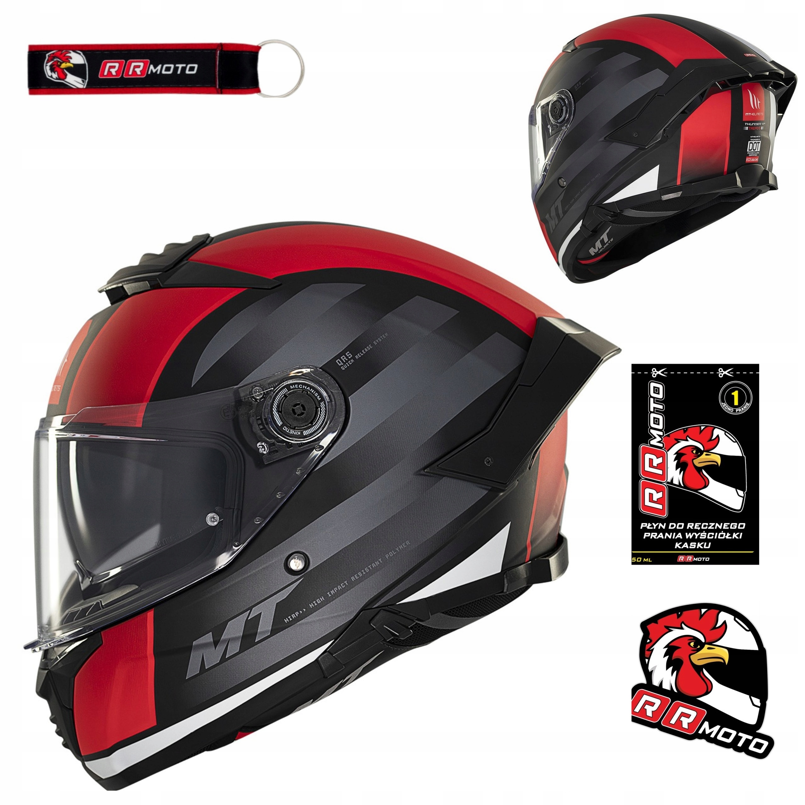 Motocyklová prilba Mt Thunder 4 Sv Threads Matt Red červená čierna