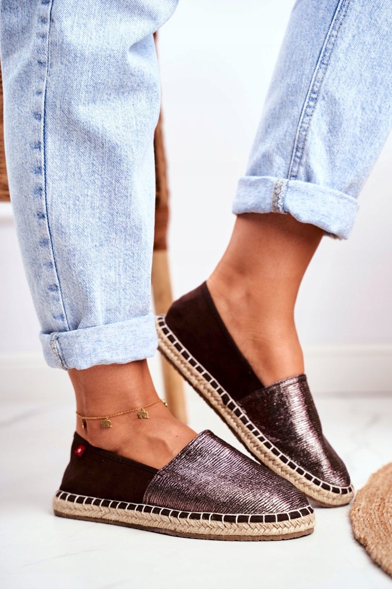 

Espadryle Damskie Pleciona Podeszwa Brązowe Big St