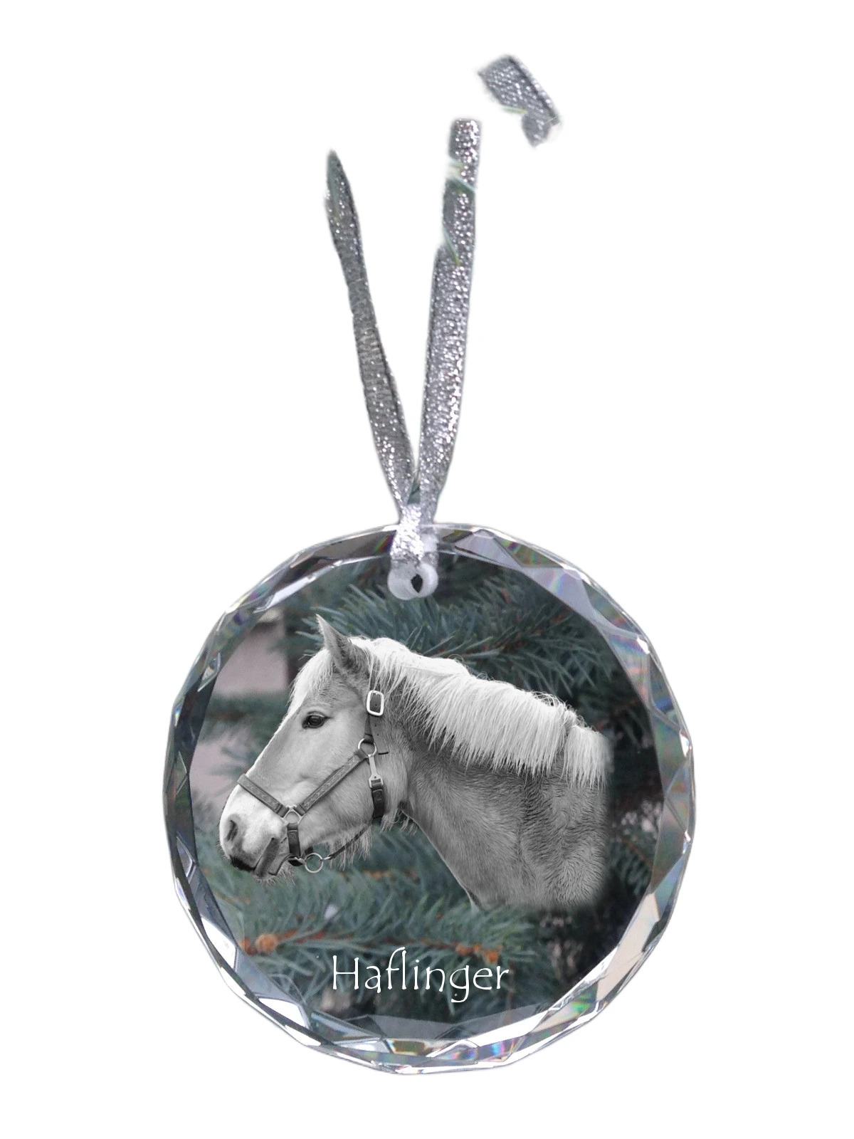 Kůň Haflinger personalizovaná vánoční koule s fotografií, ozdoba na vánoční stromeček