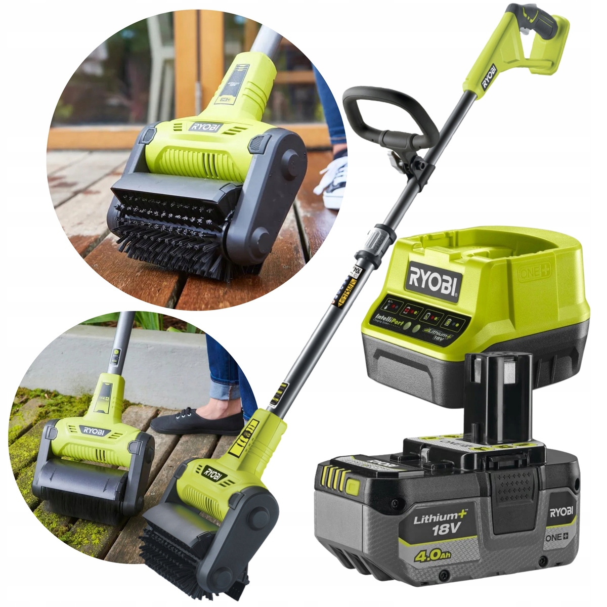 Ryobi RY18PCB-140 18V Akumulátorový Kartáč Na Čištění Teras 1x4Ah