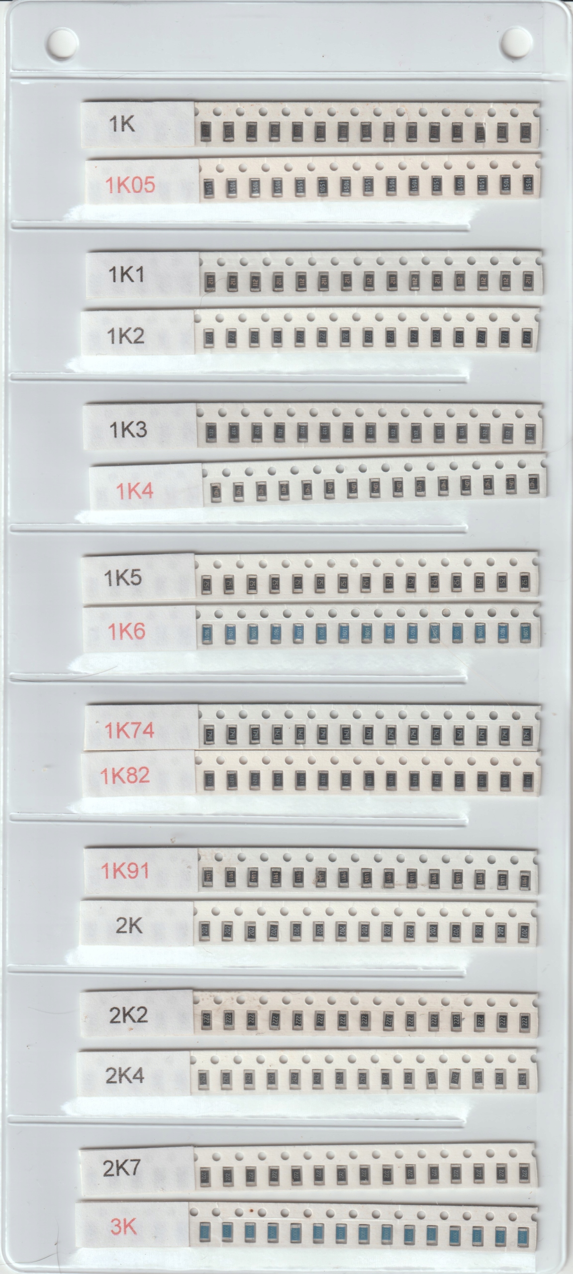 [640szt] Zestaw Rezystorów Smd 1206 1K-9K1 Szereg E-24 8