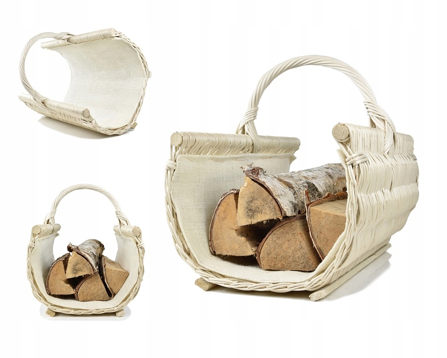 Koš na palivové dřevo do krbu Velký obšitý 50 cm