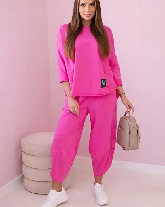 Komplet bawełniany bluza plus spodnie oversize Moda Włoska Marka Kesi