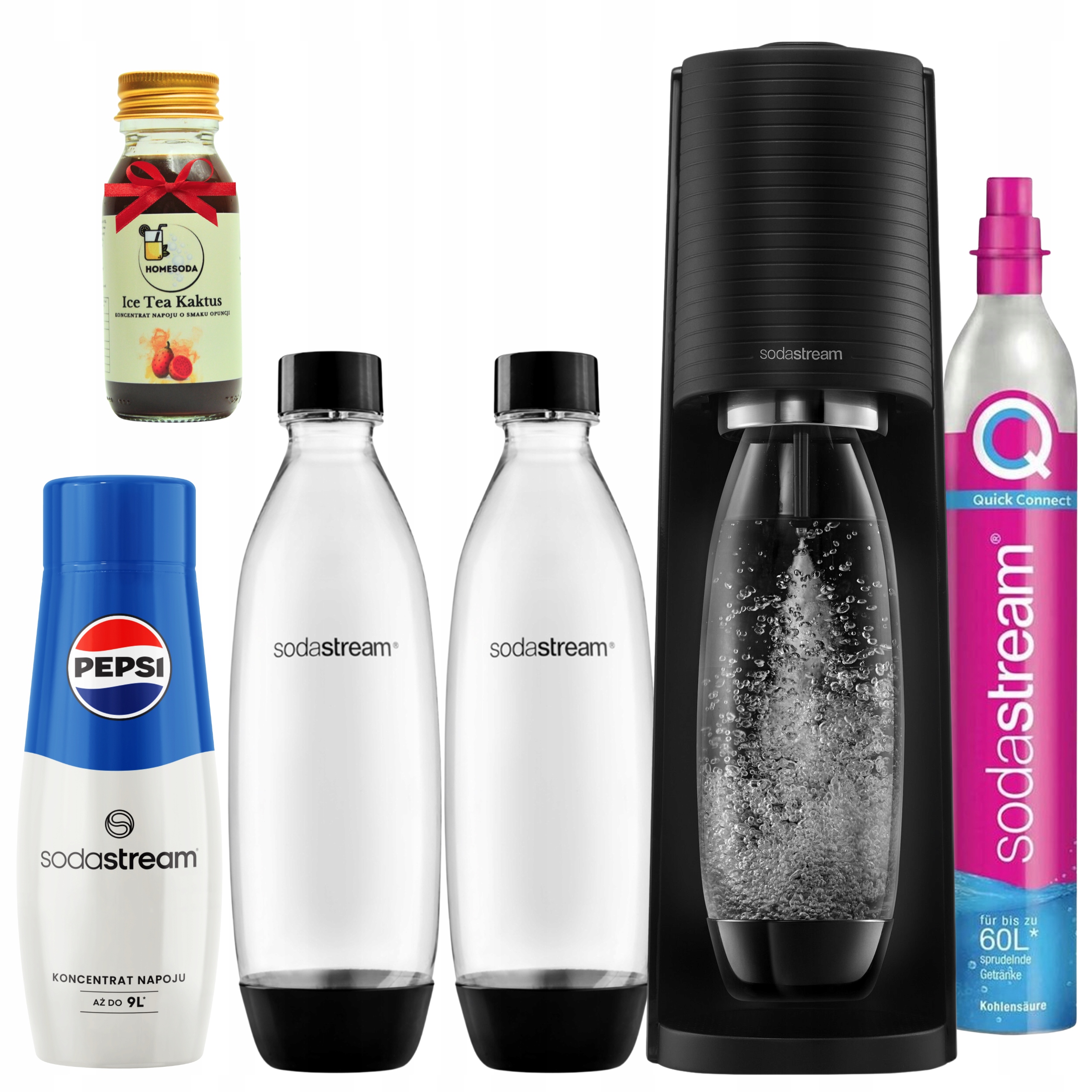 Saturátor na perlivú vodu Sodastream Terra čierny, Pepsi Ice Tea Kaktus