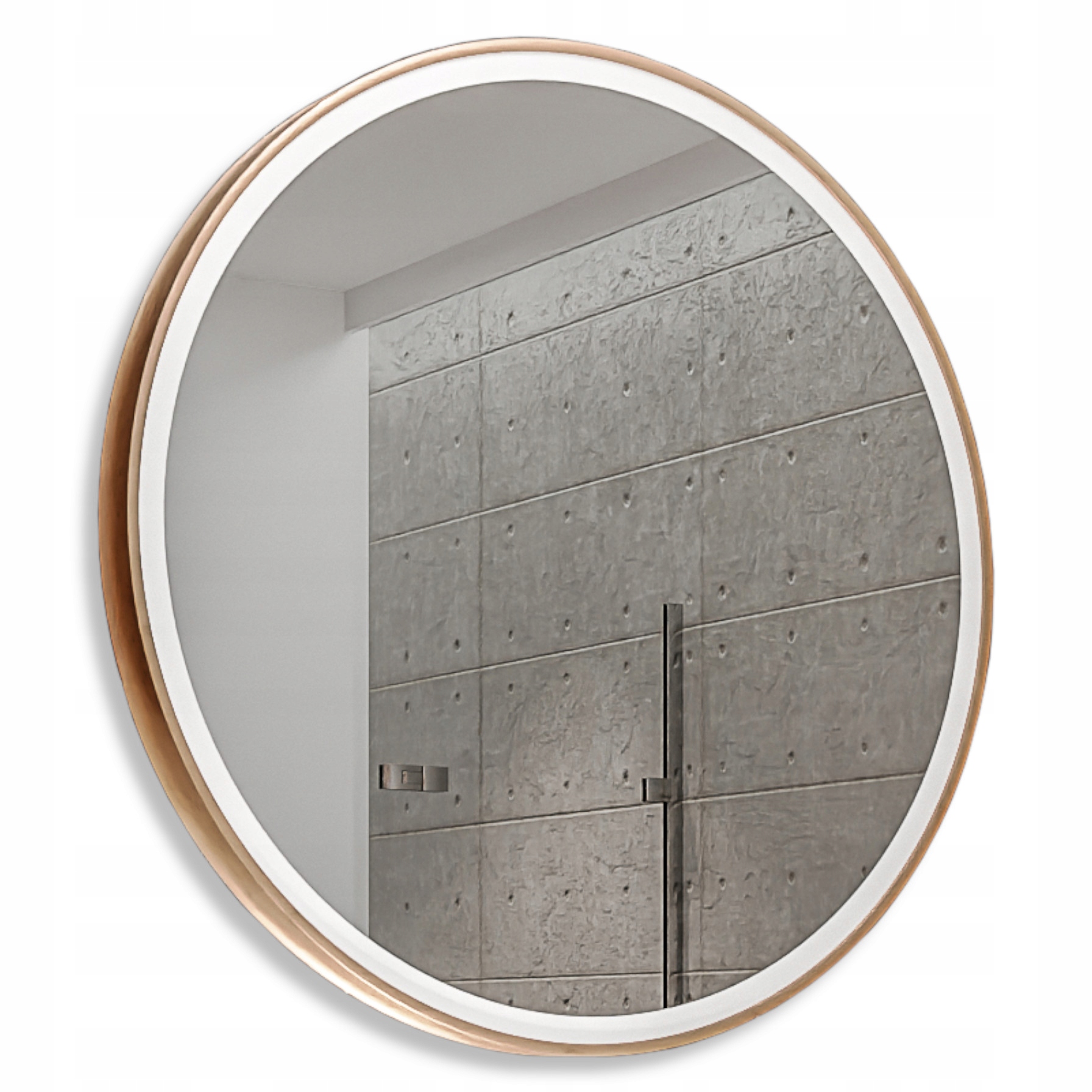 Okrúhle Zrkadlo 120x120 Zlatý Aluminiový Rám Loft Dekoratívne Podsvietené