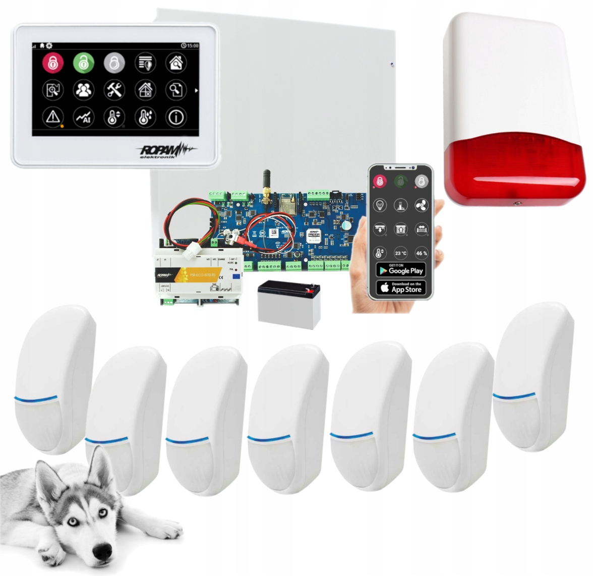 System Alarmowy Ropam Neo-IP-64 Wifi Dotyk 7 Czujek Bingo Plus Aplikacja