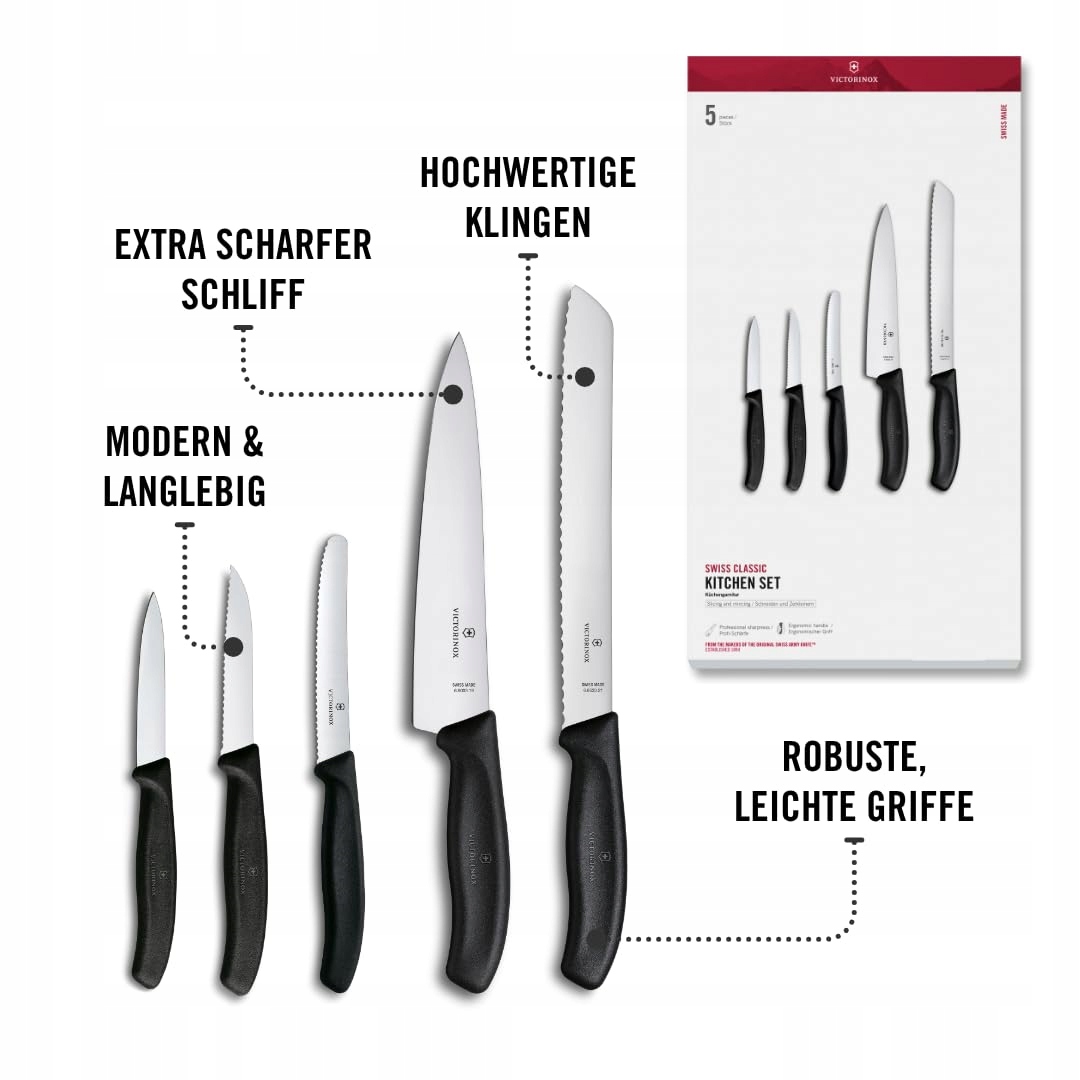 VICTORINOX Swiss Classic Zestaw Noży Kuchennych 5 Części Czarny — miniatura 6
