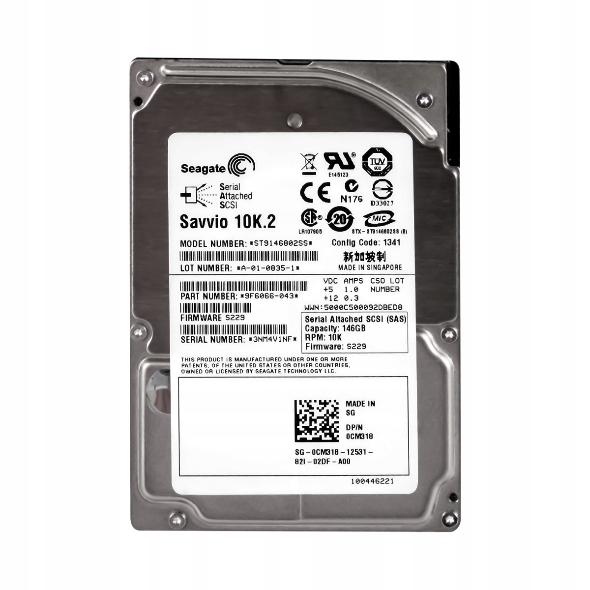 Dell 0CM318 146GB 10K 16MB Sas 2.5'' ST9146802SS