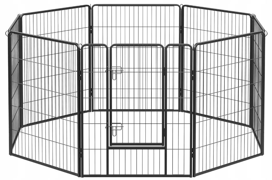 Wybieg dla psa kojec z 8 panelami z siatki o wymiarach 77 x 100 cm czarny