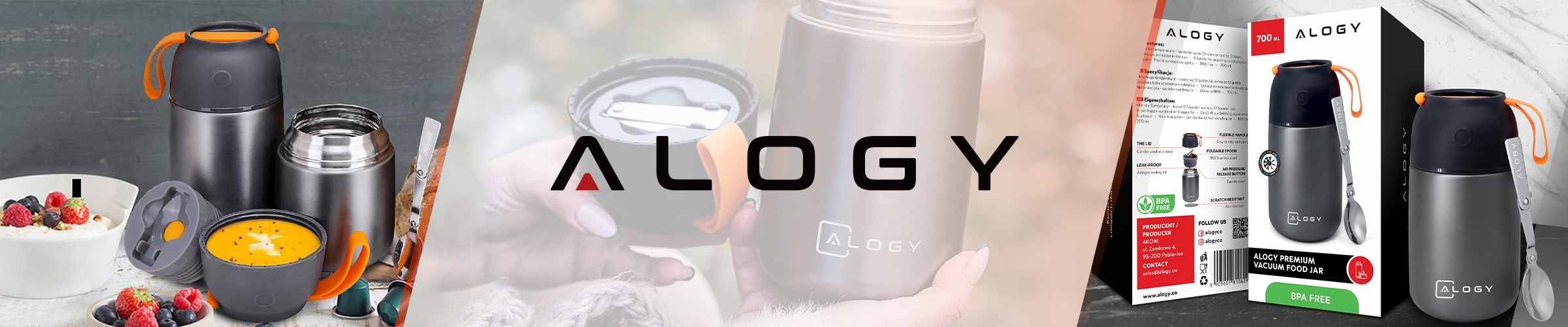 TERMOS OBIADOWY NA ŻYWNOŚĆ JEDZENIE ZUPĘ POJEMNIK TERMICZNY - PREMIUM Stan opakowania oryginalne