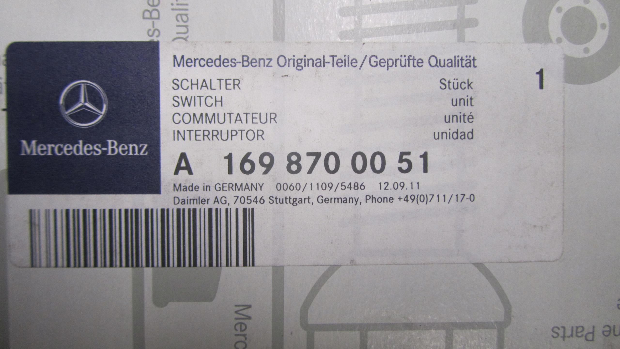 Датчик капота для Mercedes W169 1698700051