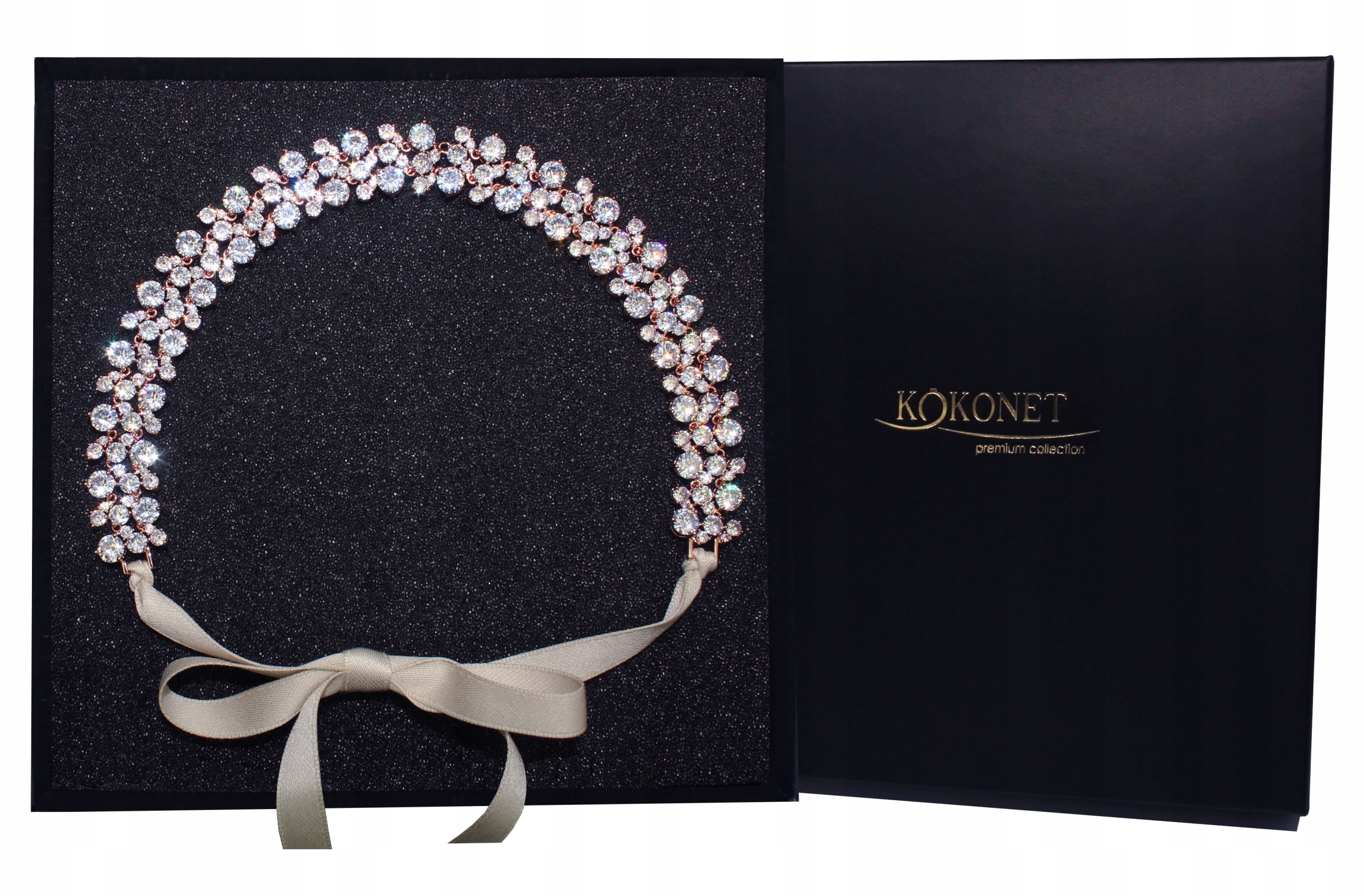 Svatební ozdoba široký lesk Krystaly růžové zlato