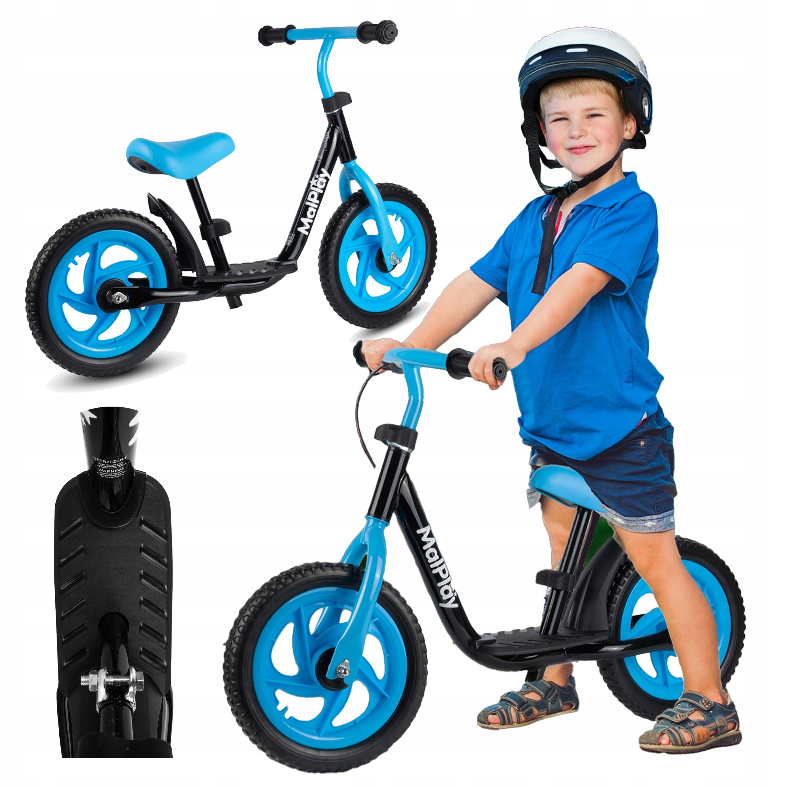 Rower biegowy Stator Rowerek biegowy z podestem 12" czarny, niebieski