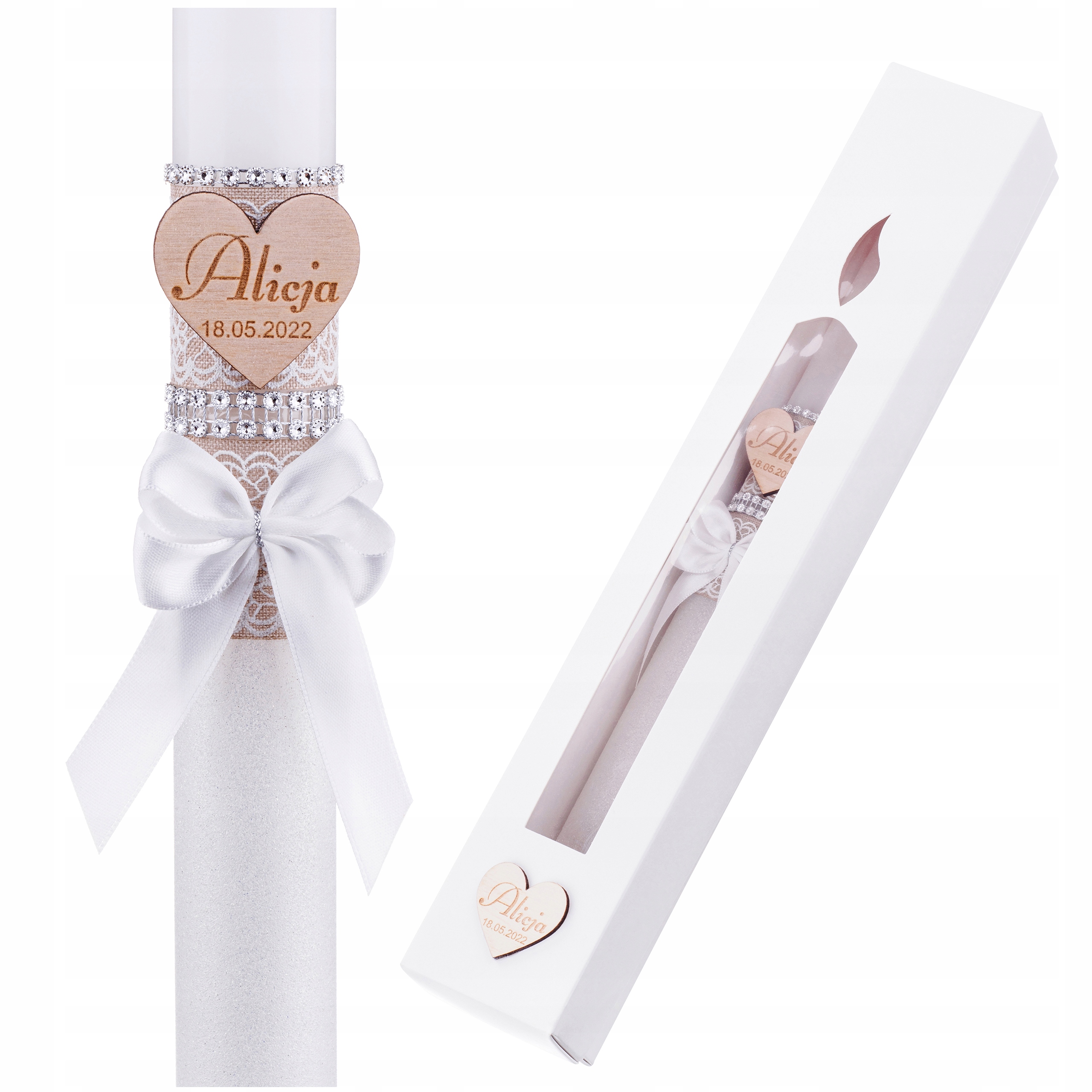 

Świeca do Chrztu Na Chrzest Komunii Grawer Etui