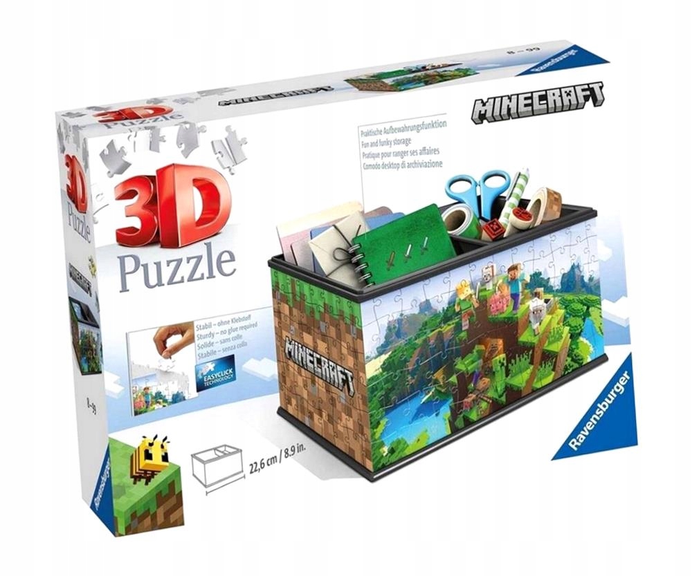 PUZZLE 3D 108 SZKATUŁKA MINECRAFT, RAVENSBURGER