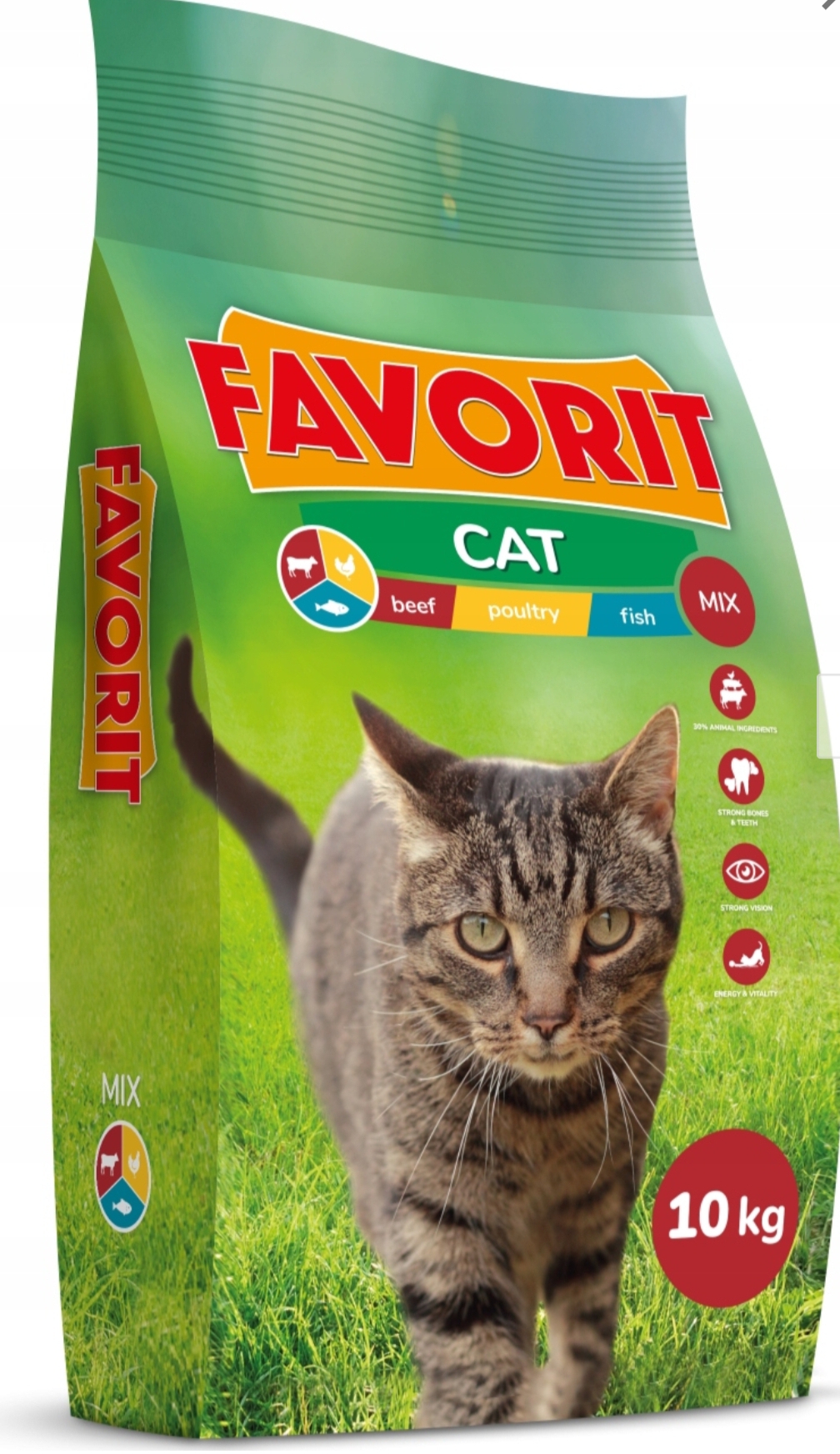 Levně Suché krmivo pro kočky Favorit mix chutí 10 kg