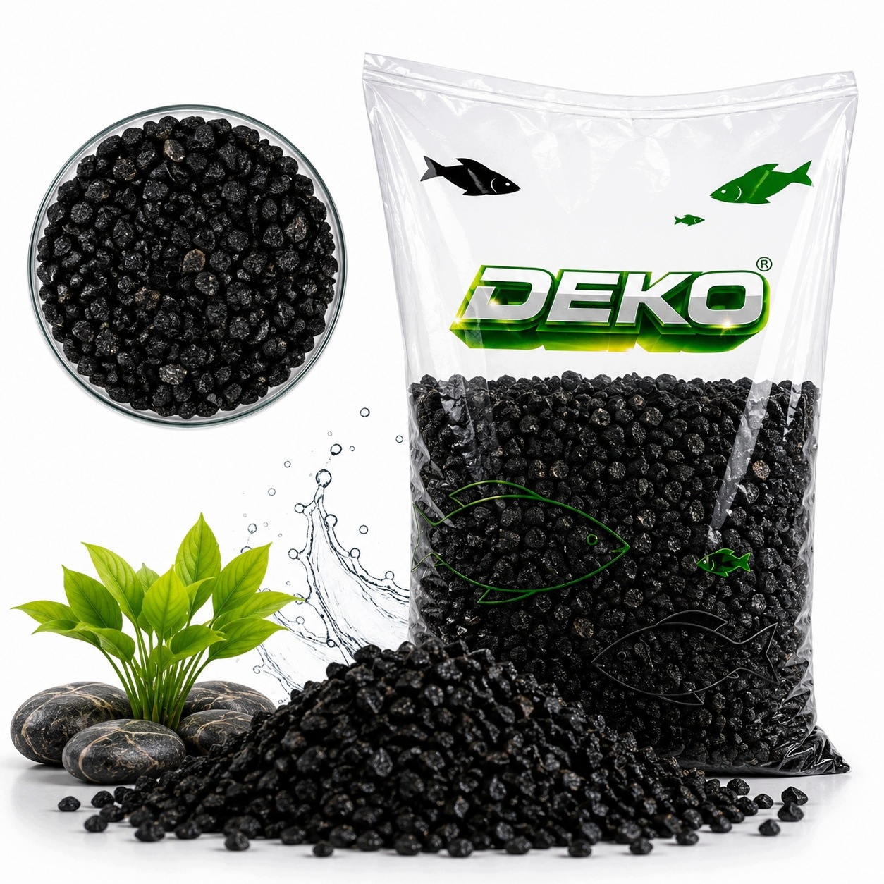 Stelivo pro akvárium černé bazaltové 6-8 mm 30 kg
