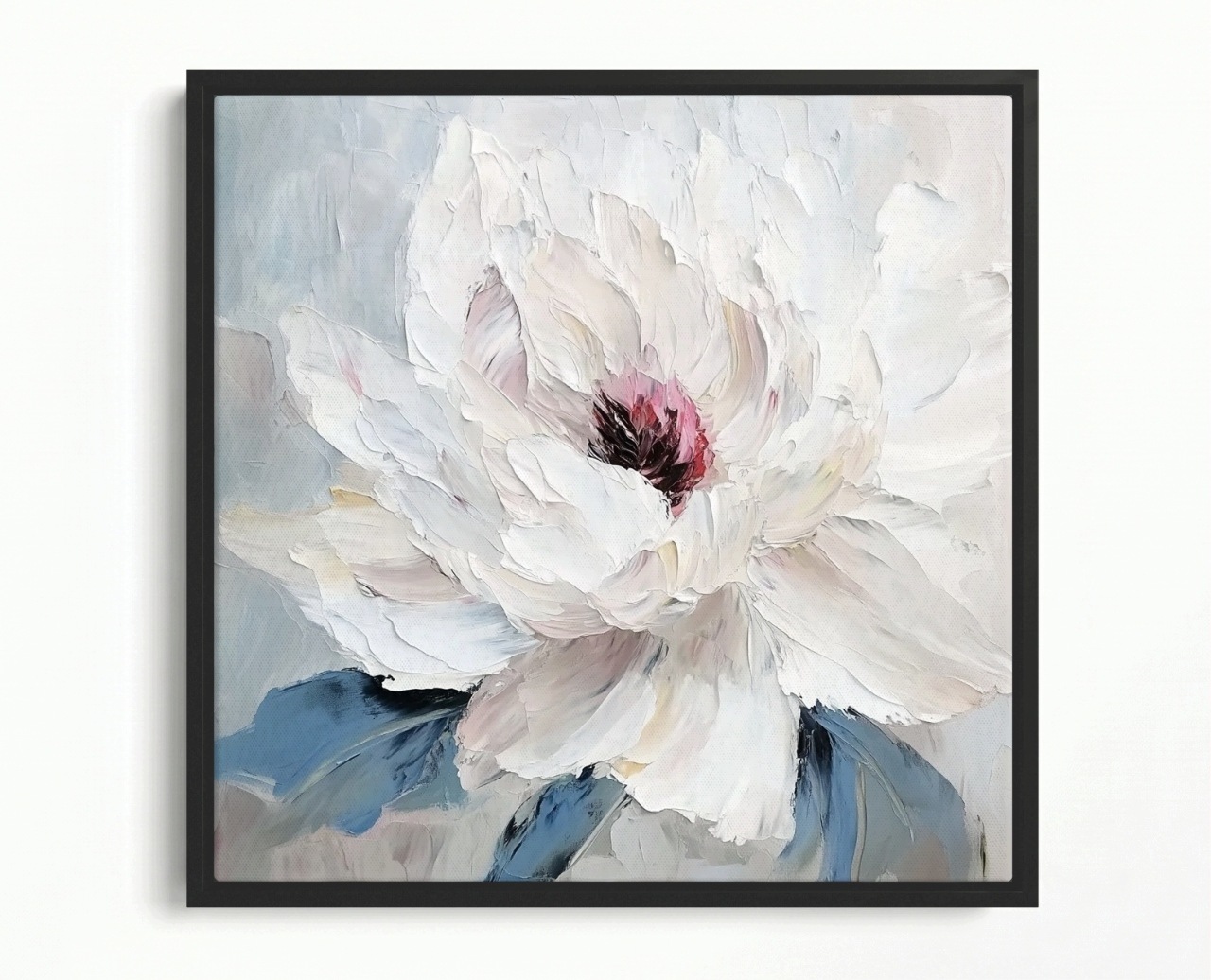 Obraz Rám Americký Box Příroda Makro Zahrada Flora Bílý Květ Peonia 50x50