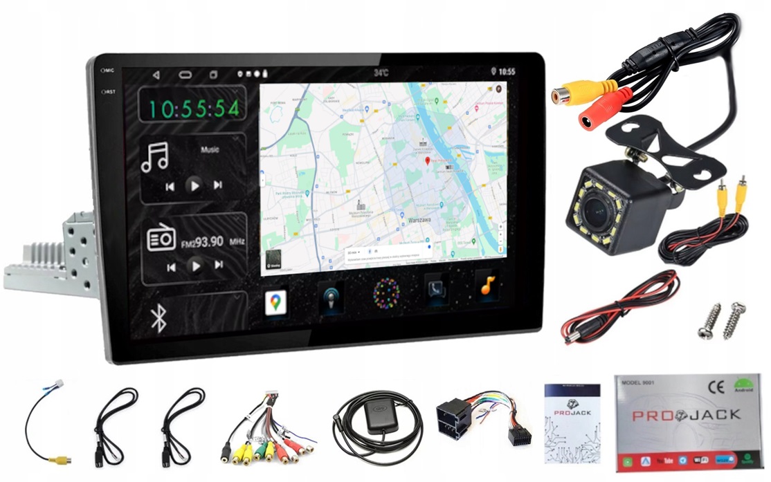 Navigační Rádio Android Gps 1 Din 9 Palců Usb Bt Wifi Carplay Usb 6/128 Gb